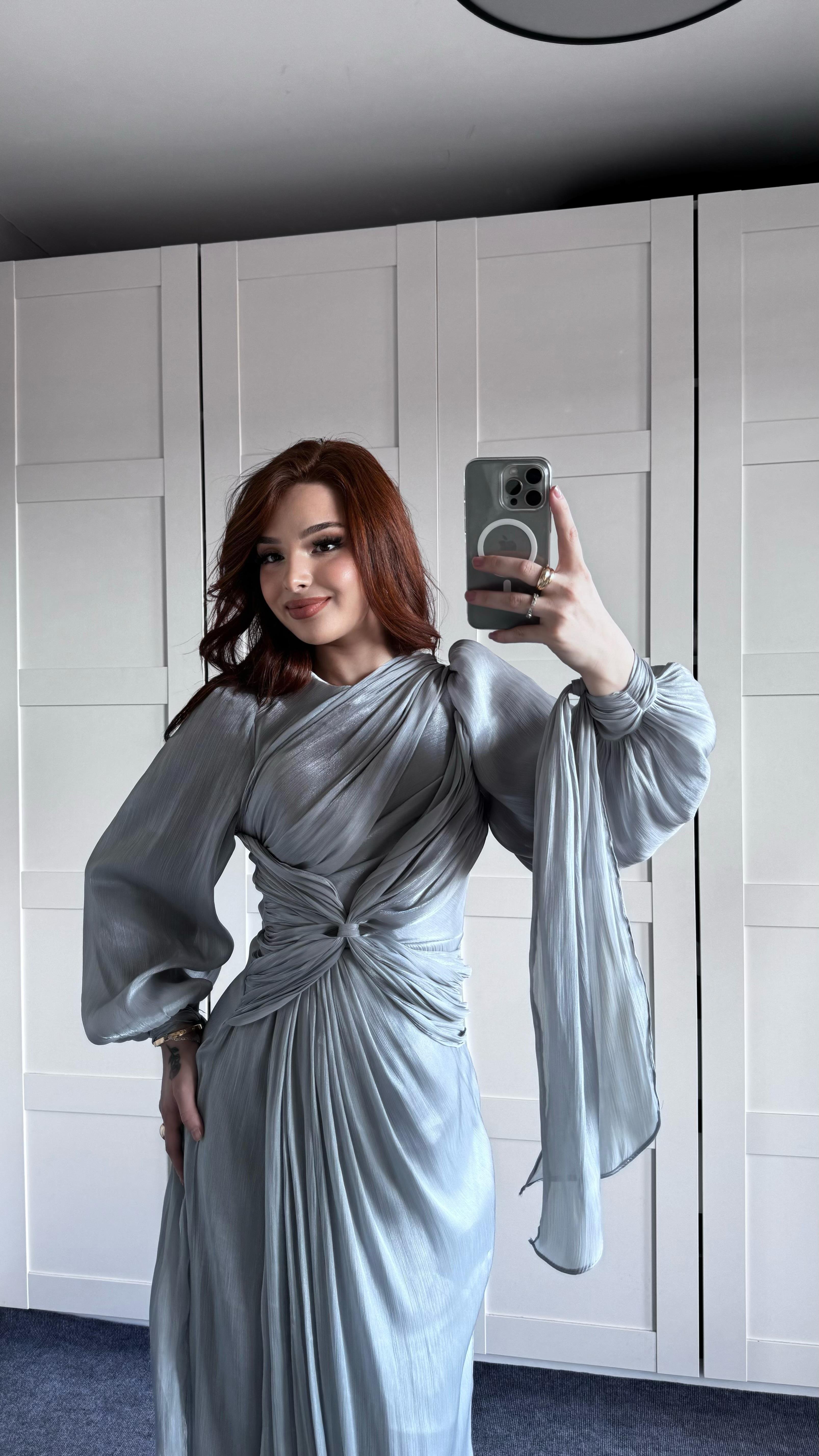 Kelebek Abiye/Elbise Gri