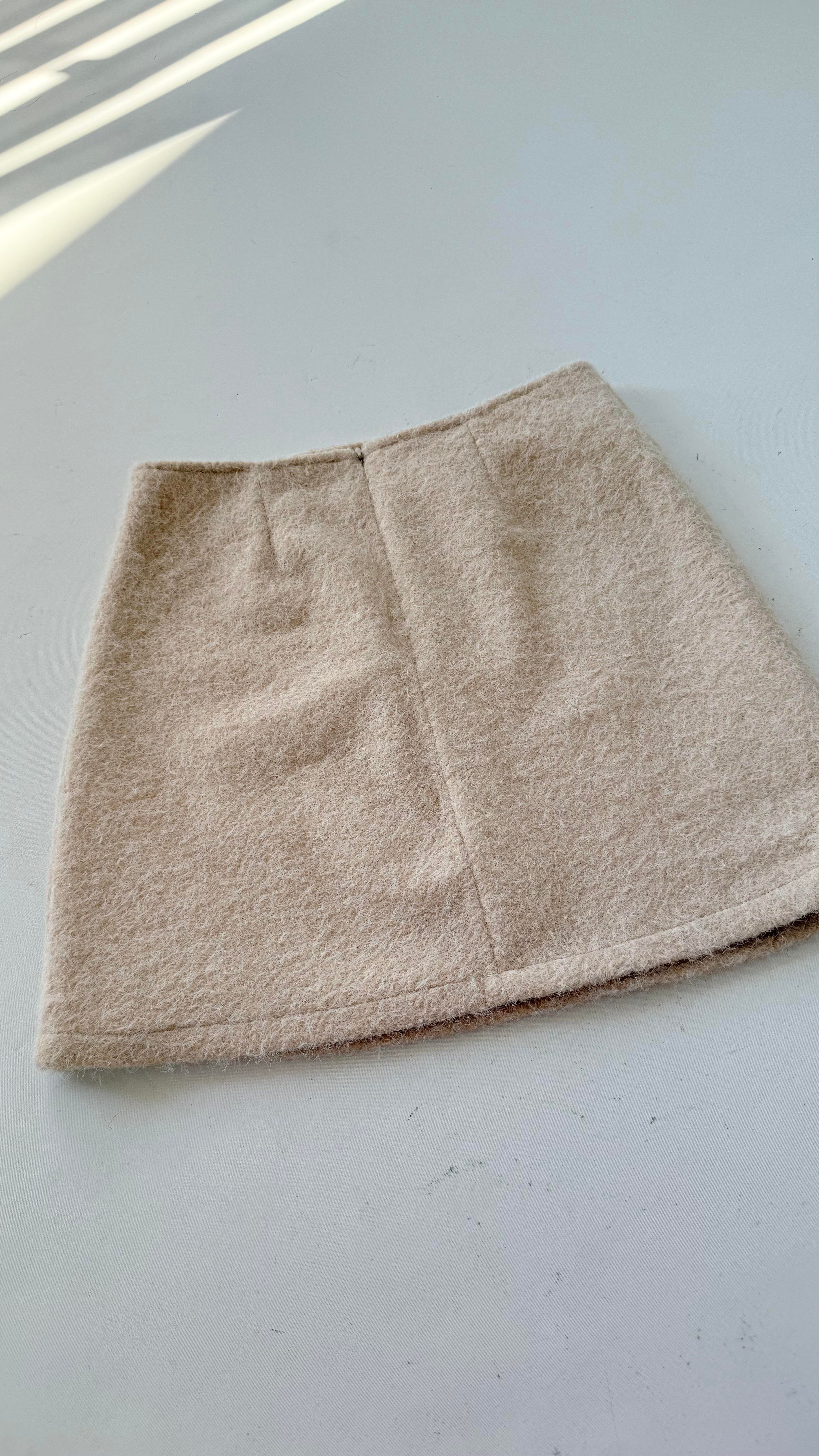 Kırçıllı Kaşe Mini Etek Taş