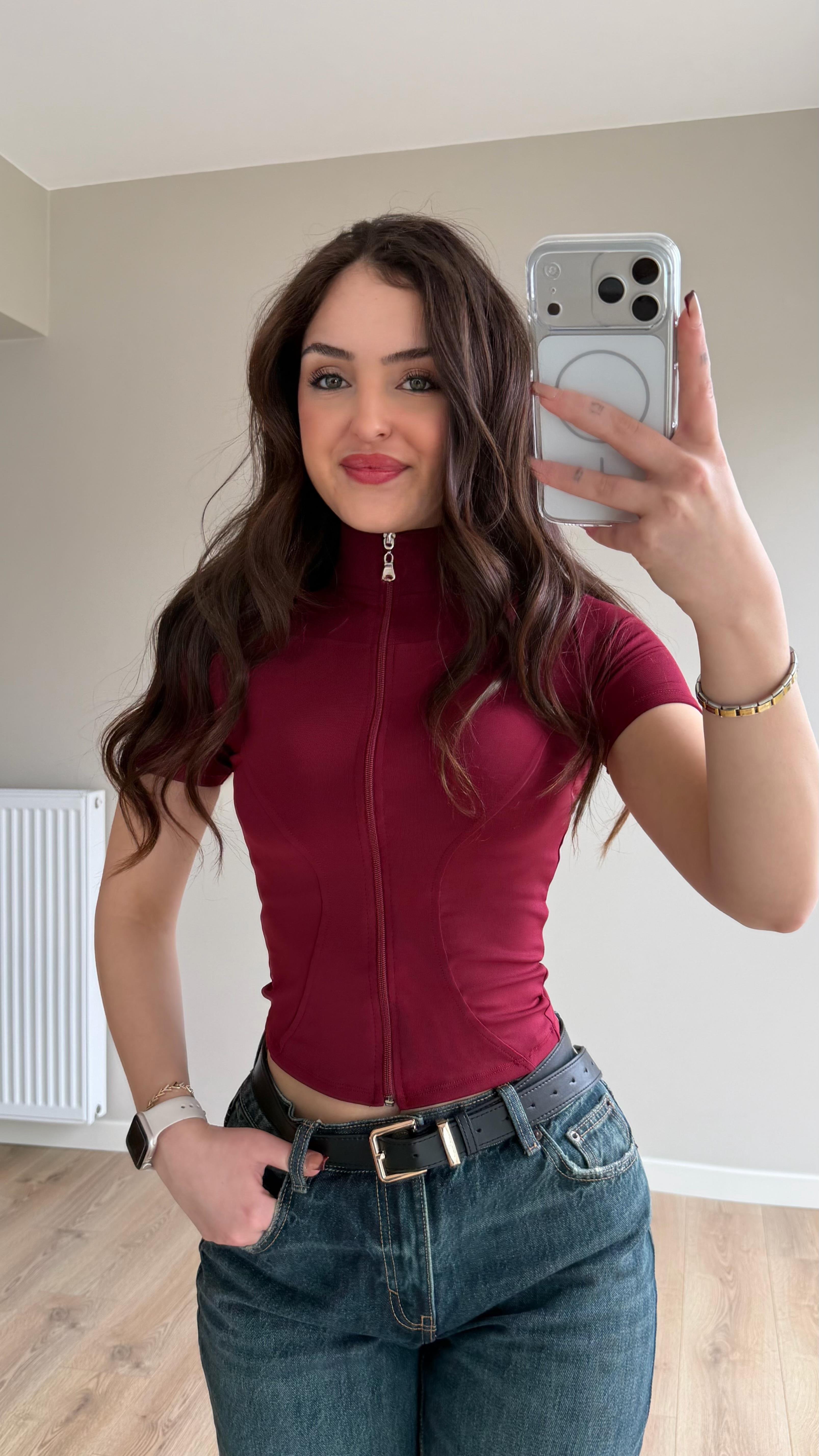 Kısa Kol Berry Hırka Bordo