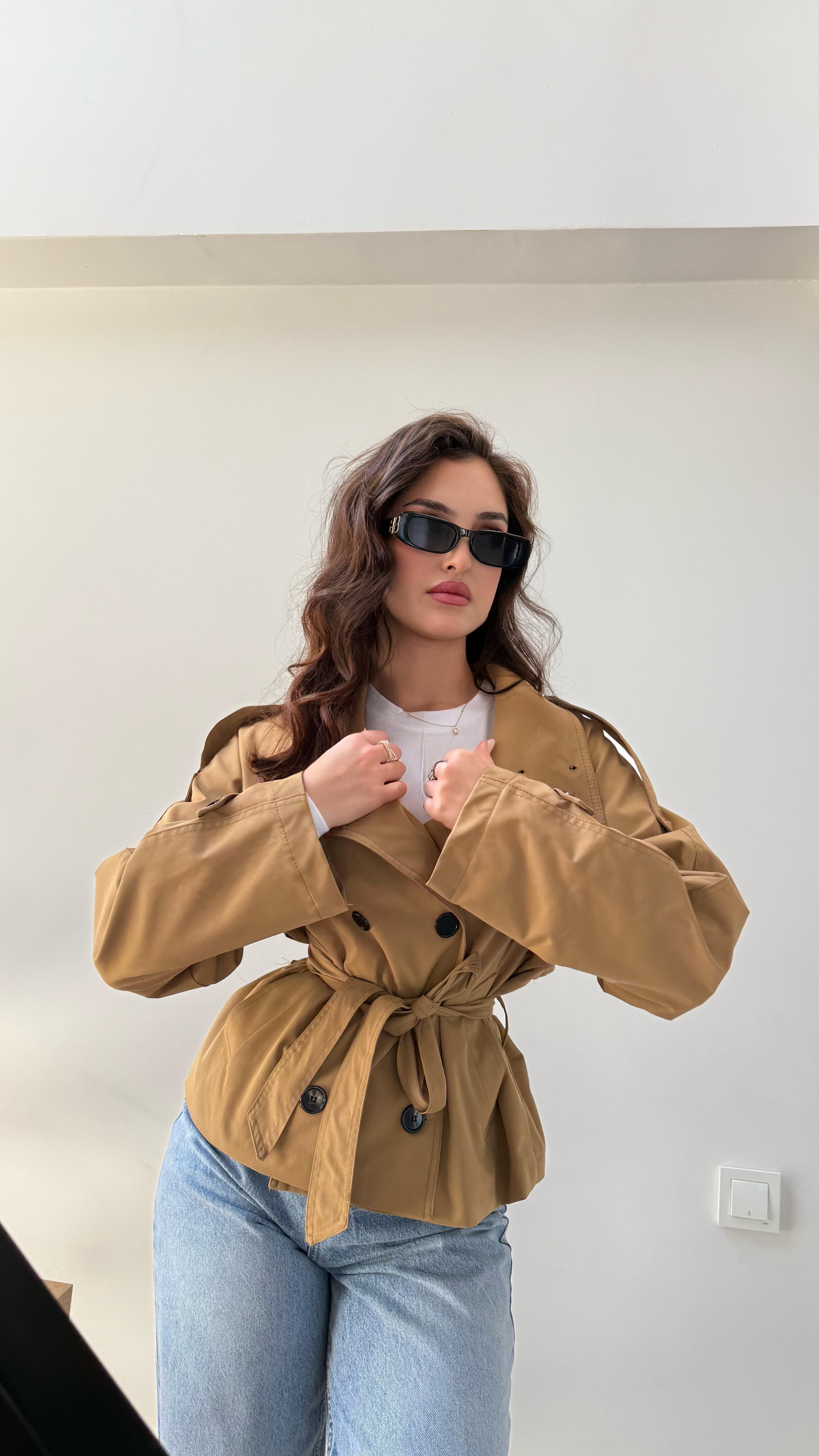 Kısa Trend Trenç Camel