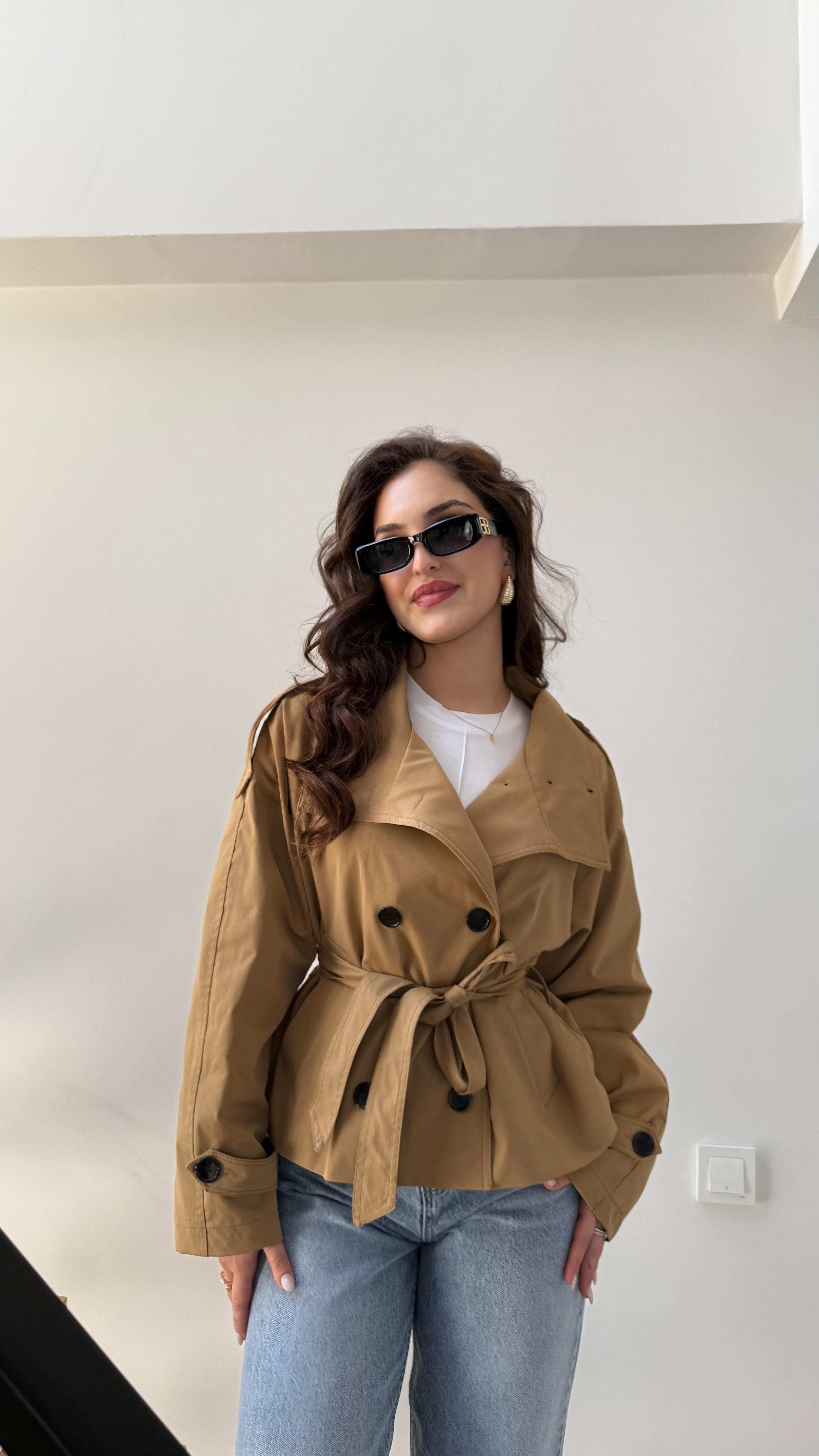 Kısa Trend Trenç Camel