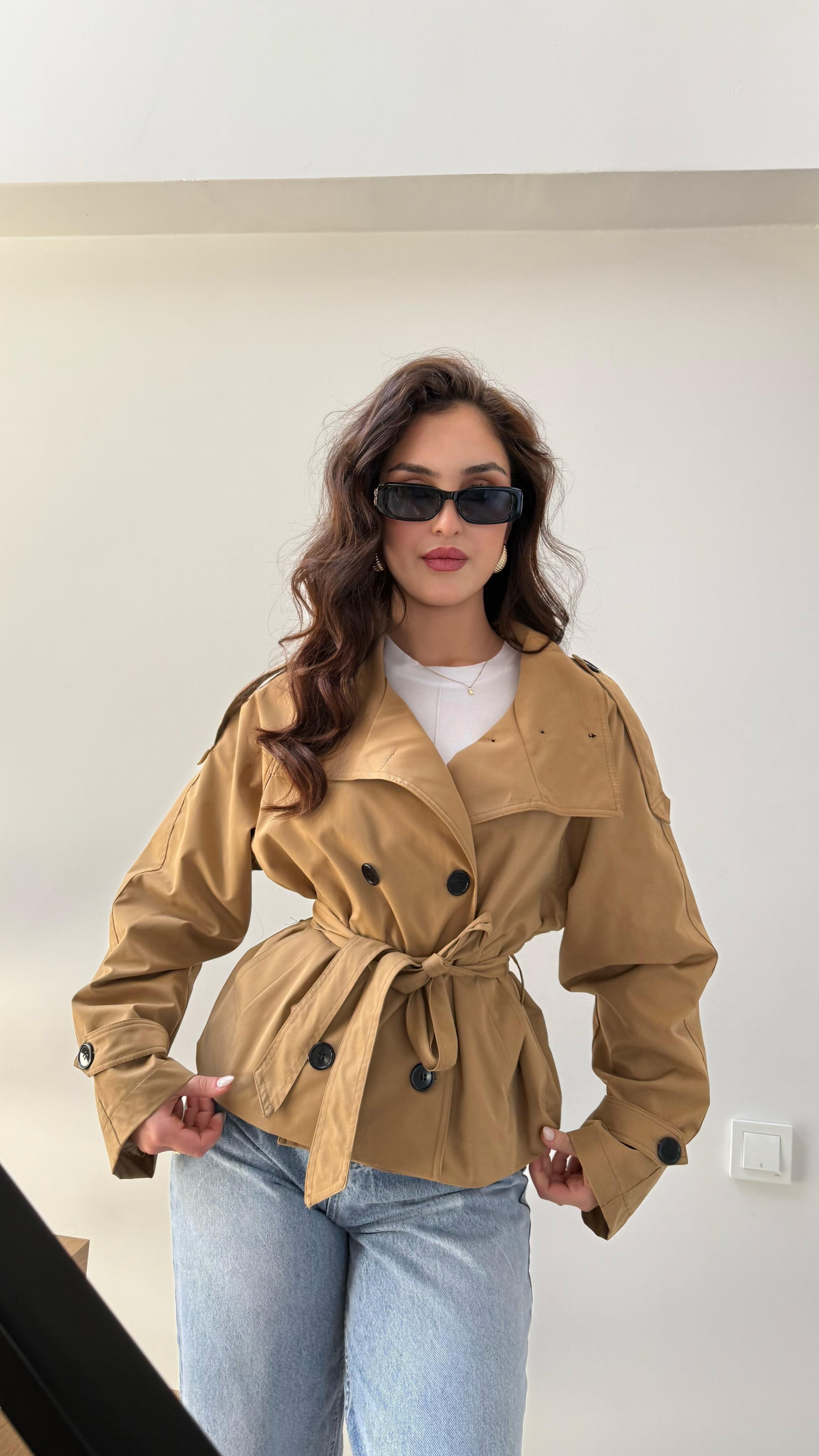 Kısa Trend Trenç Camel