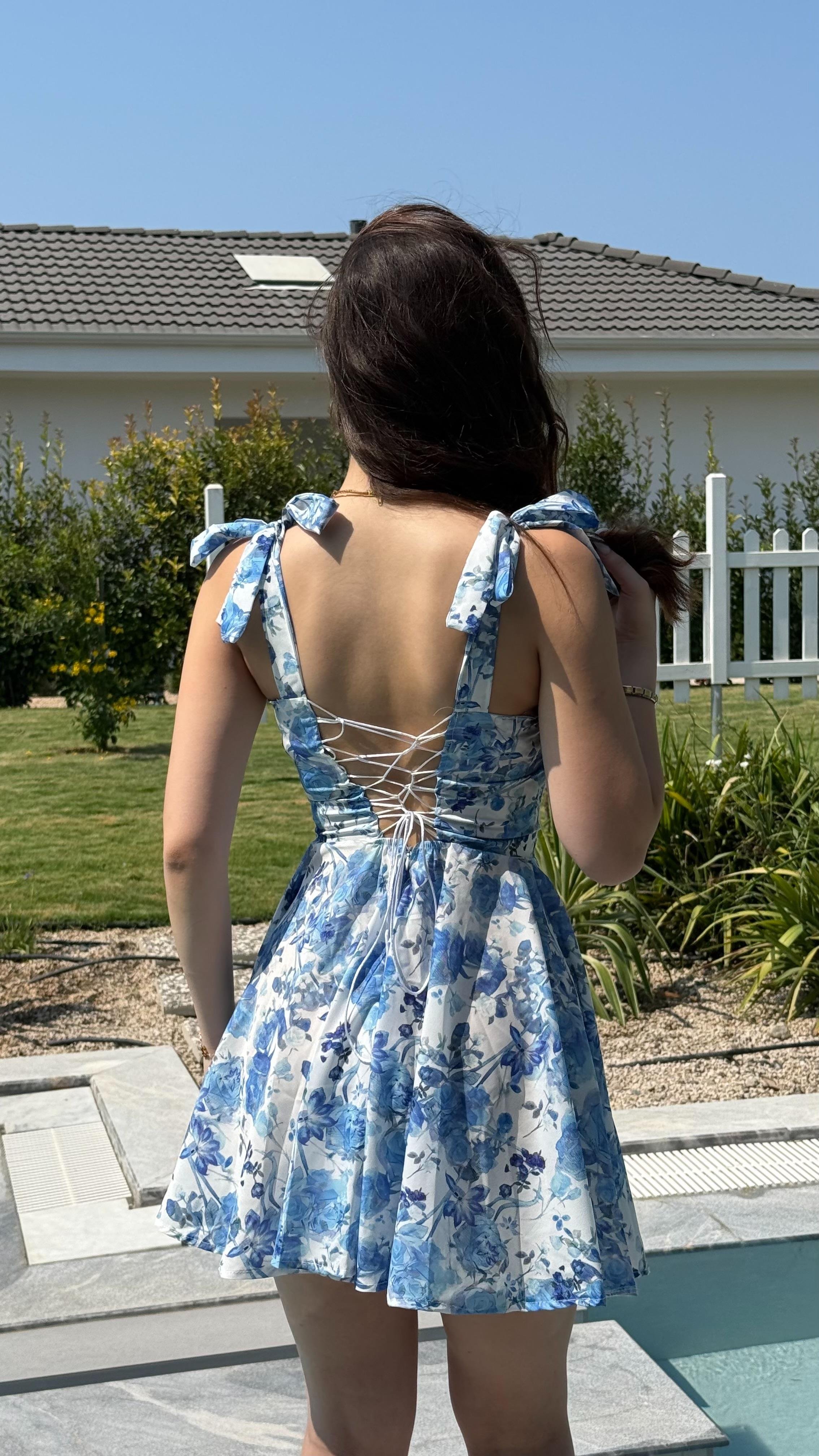 Kristal Mavi Mini Elbise