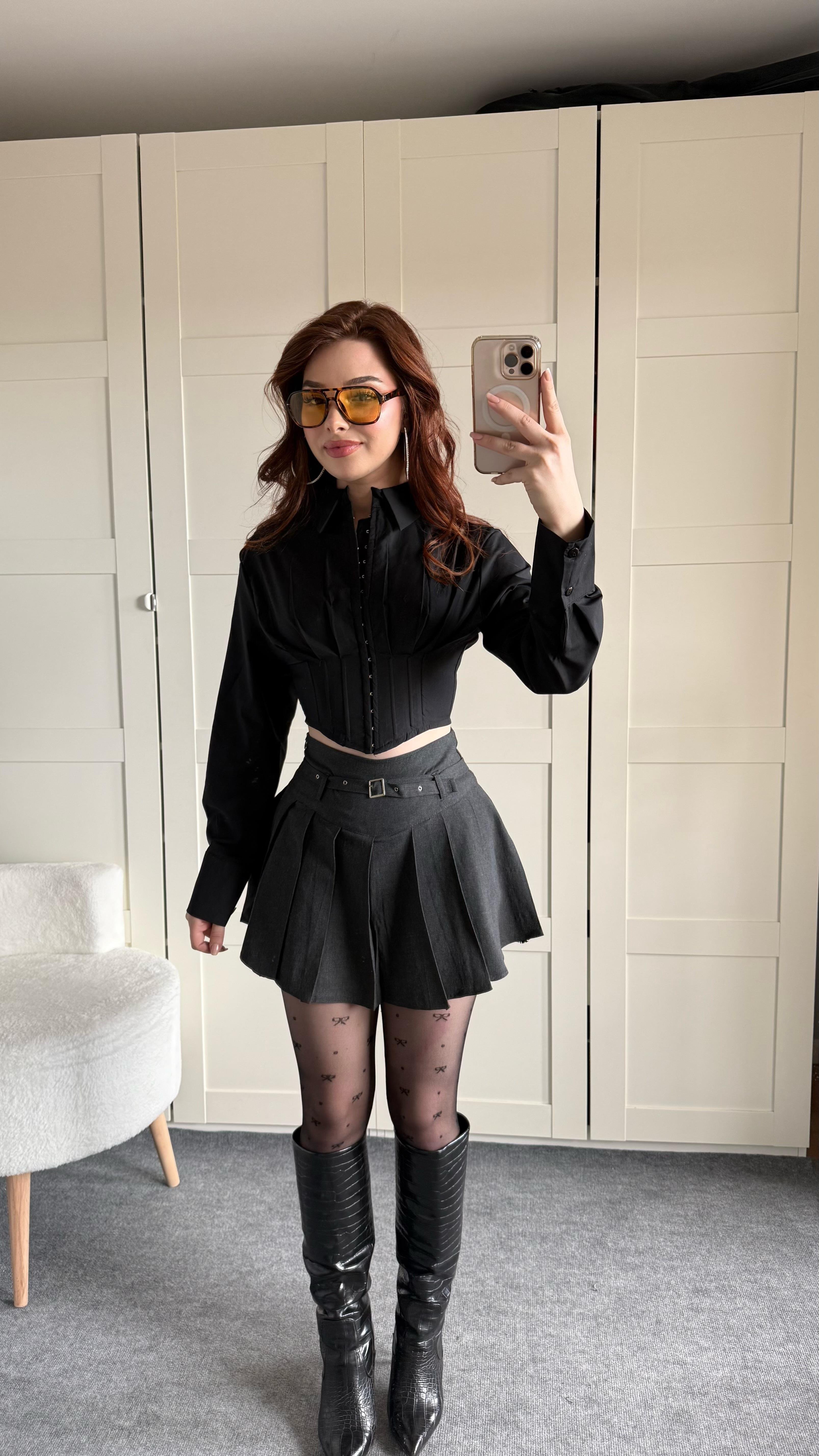 Kurdele Desenli Külotlu Örme Çorap