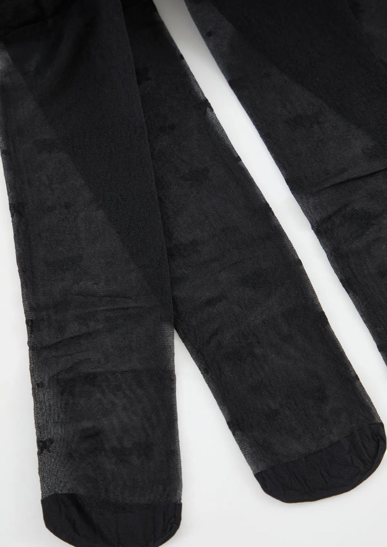 Kurdele Desenli Külotlu Örme Çorap