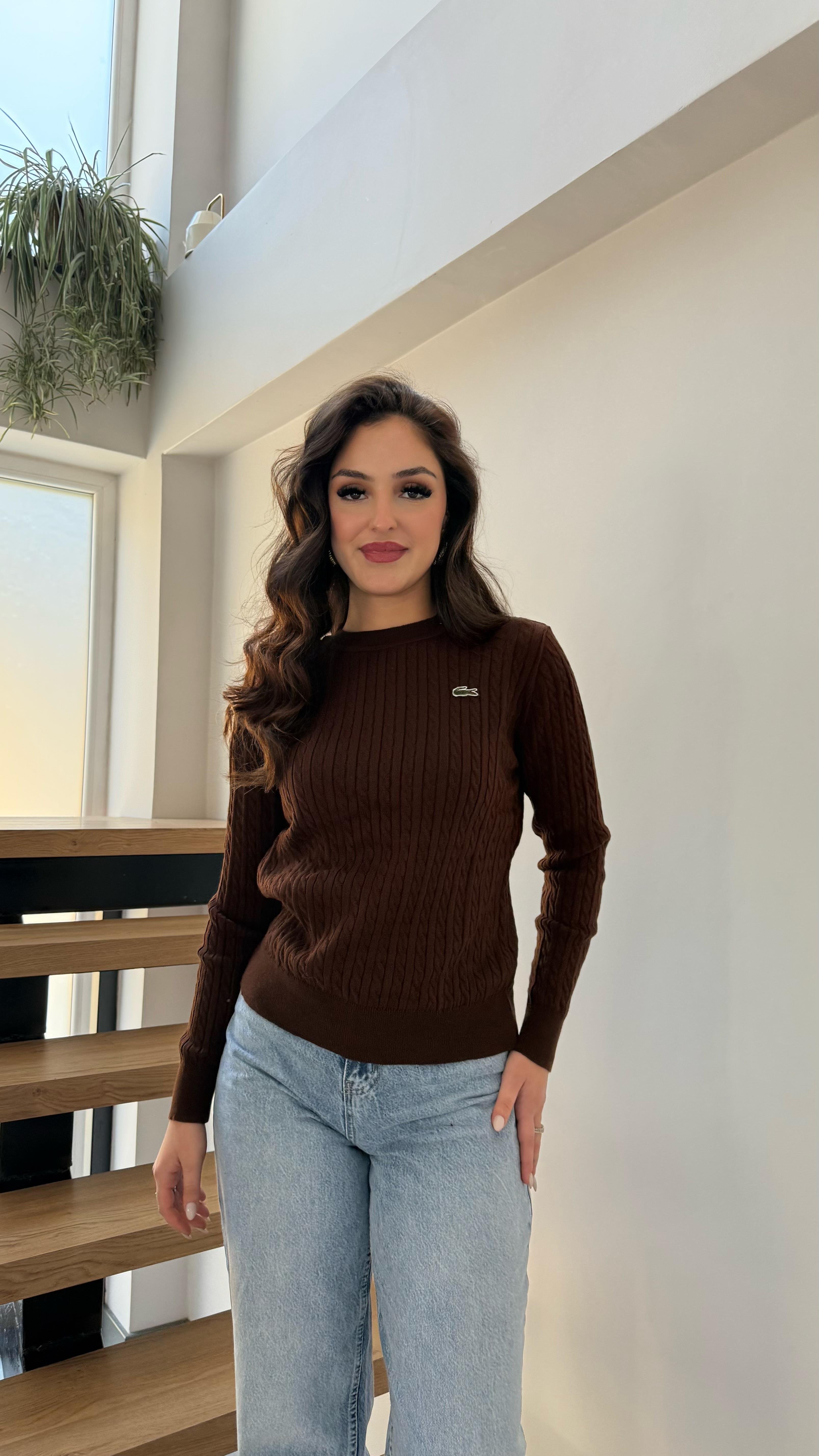 Lacost. Örgü Kazak Kahverengi