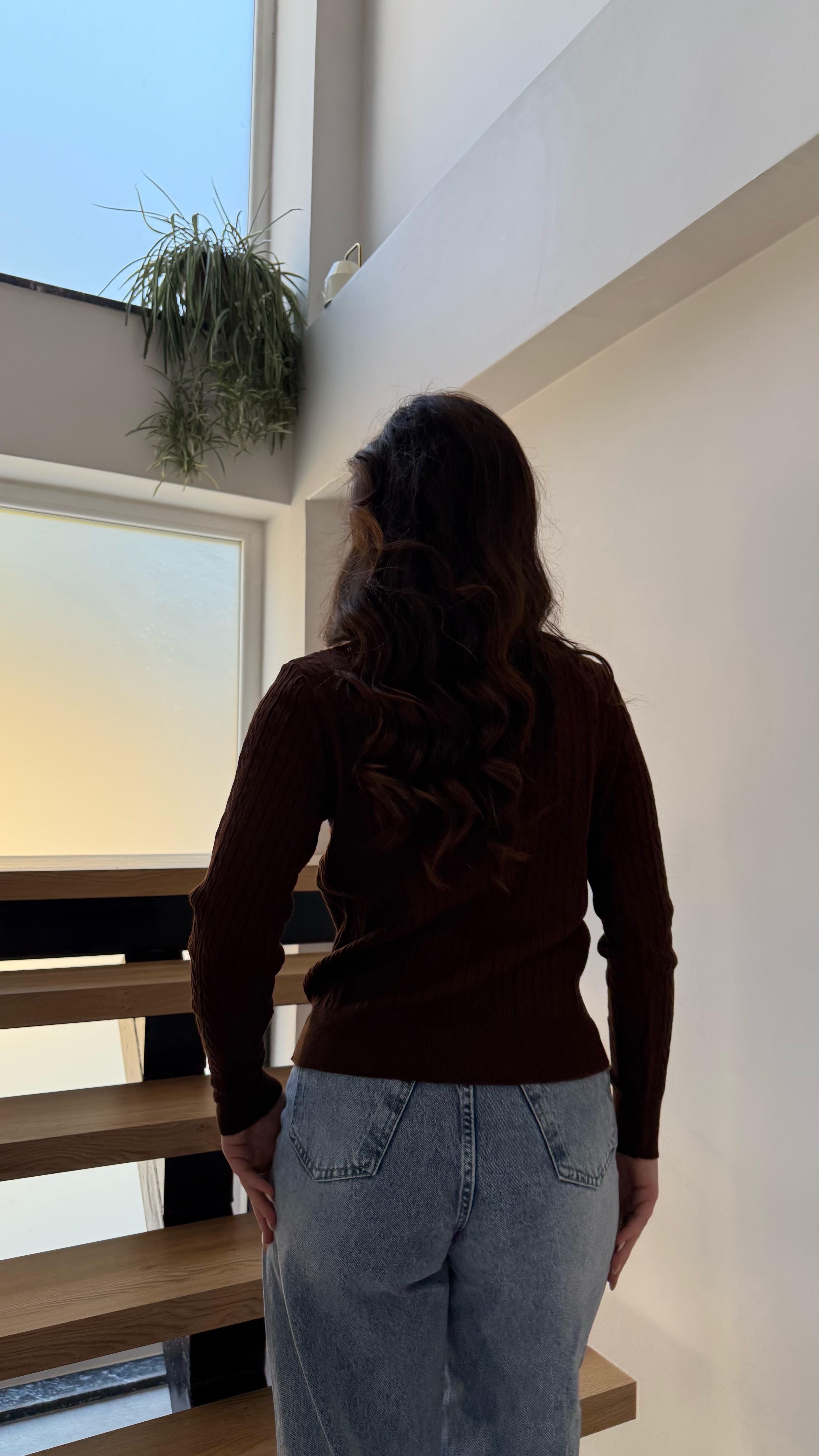 Lacost. Örgü Kazak Kahverengi