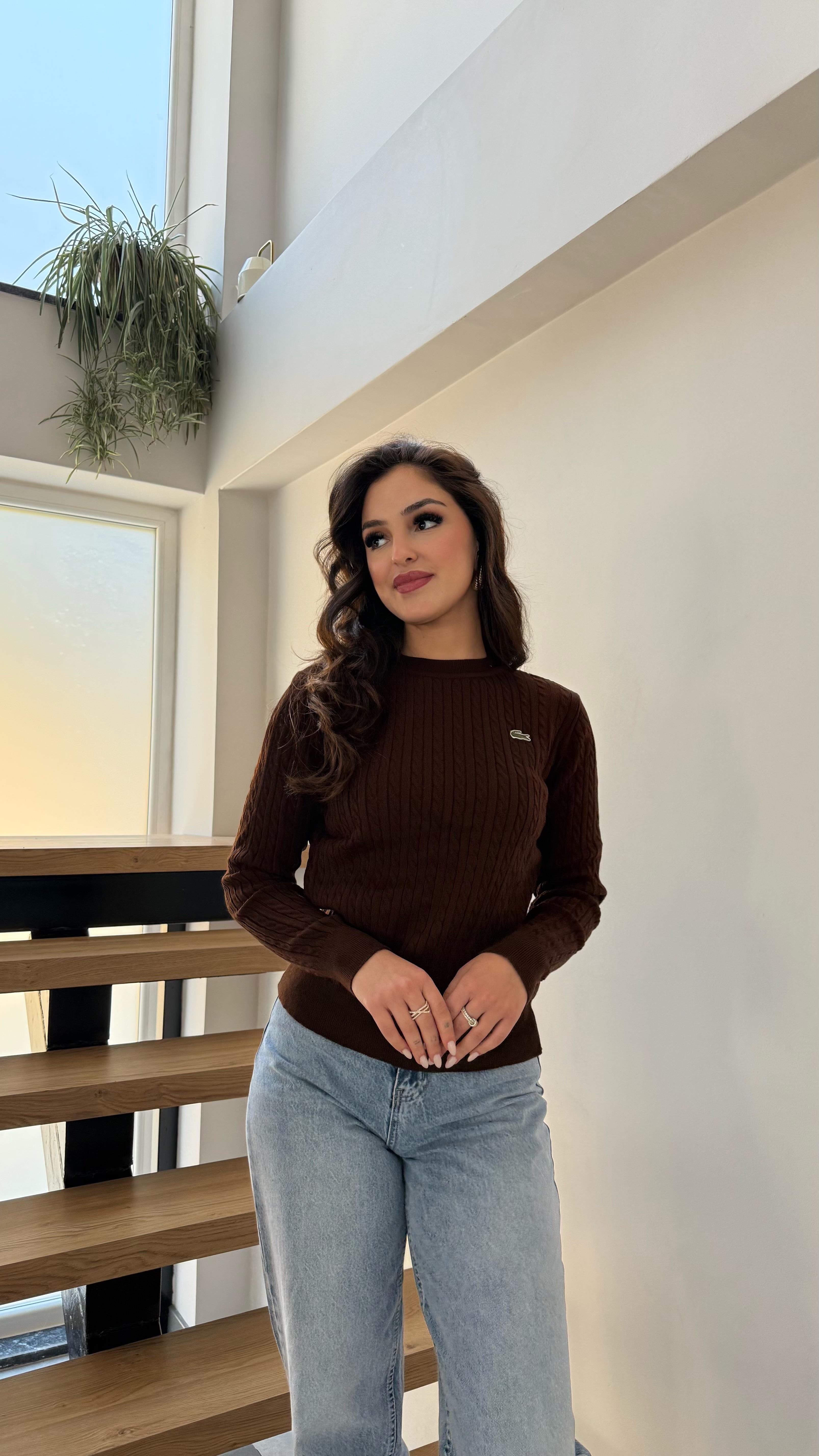 Lacost. Örgü Kazak Kahverengi