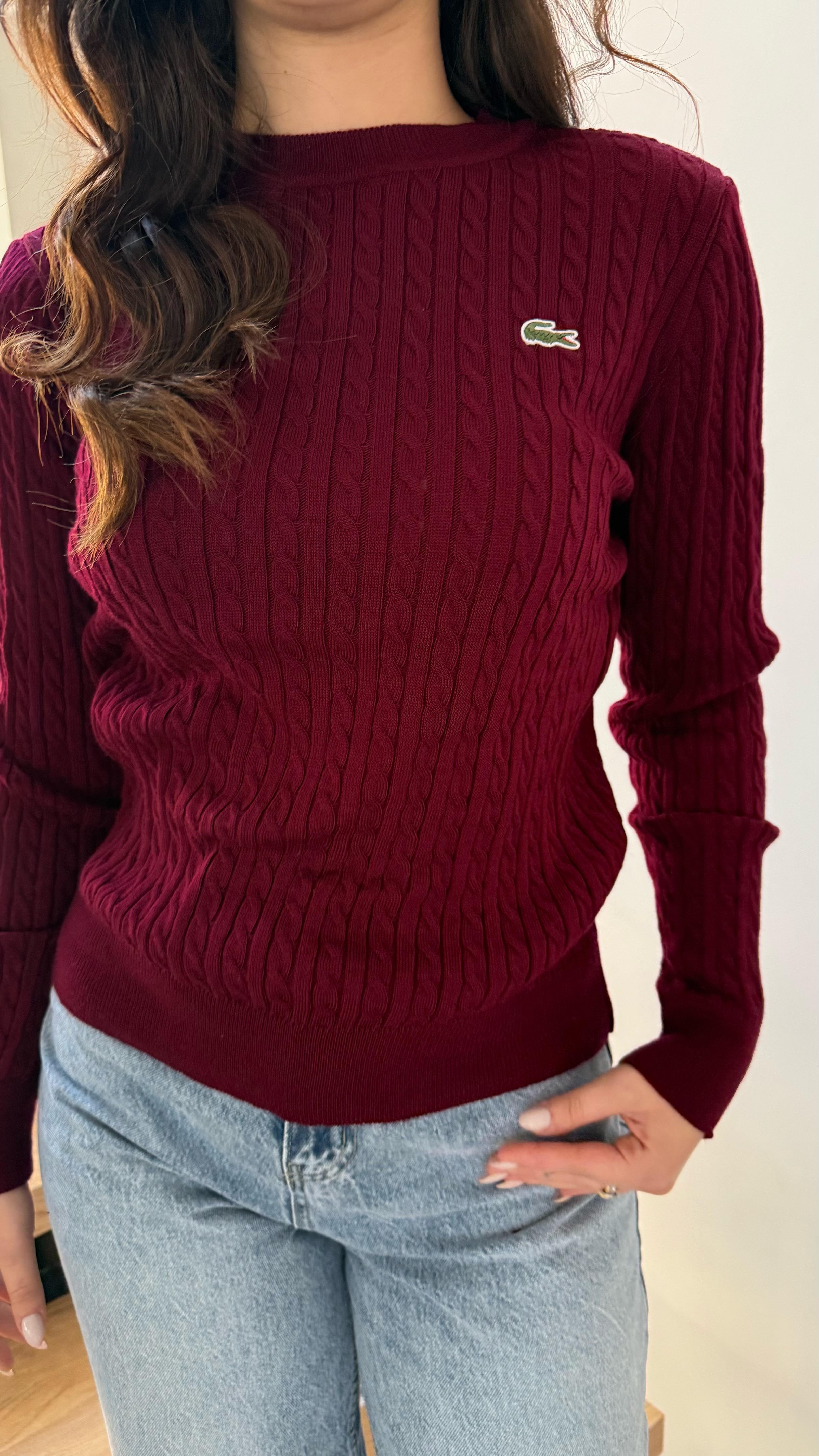 Lacost. Örgü Kazak Bordo