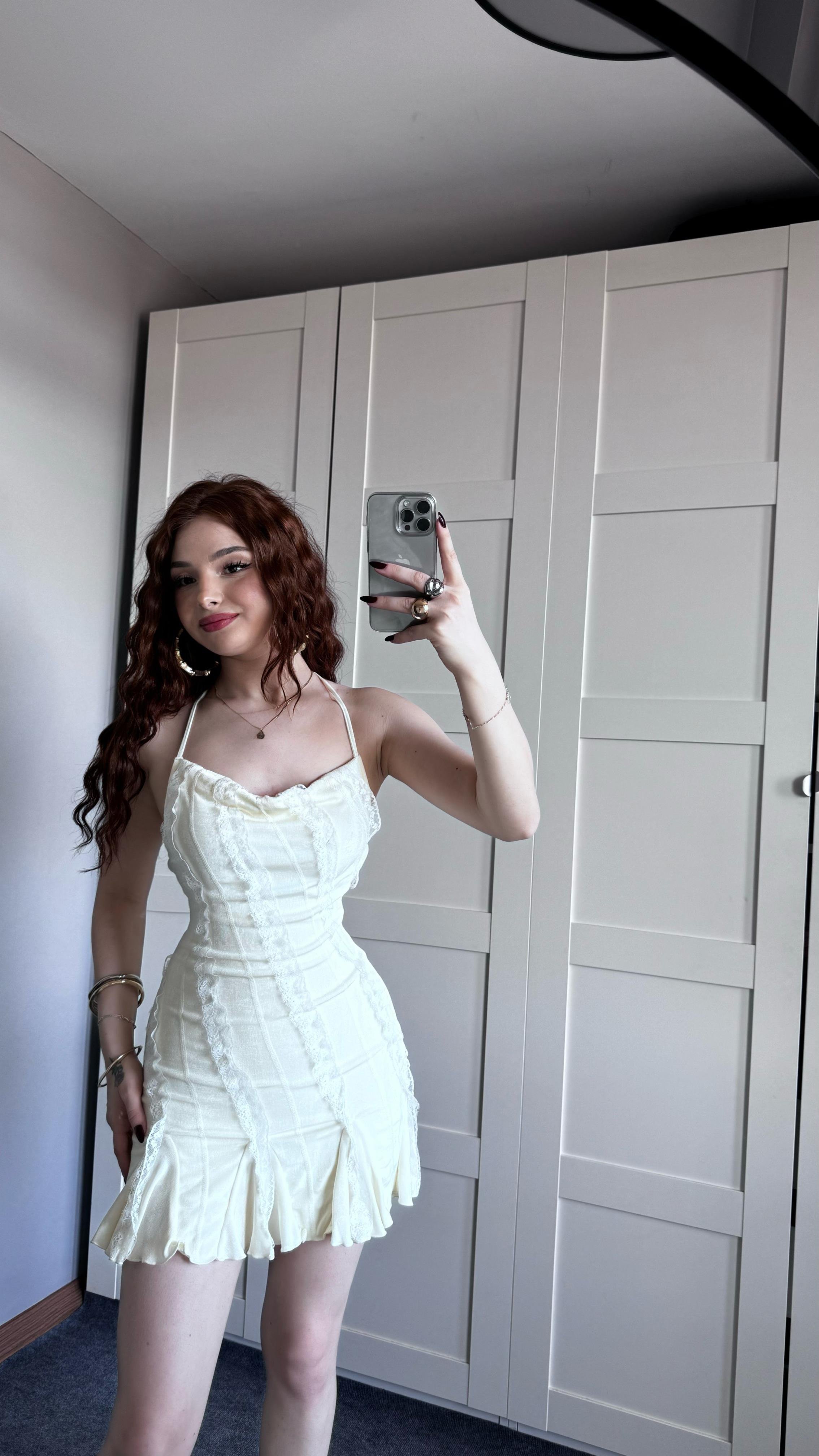 Layla Ekru Elbise