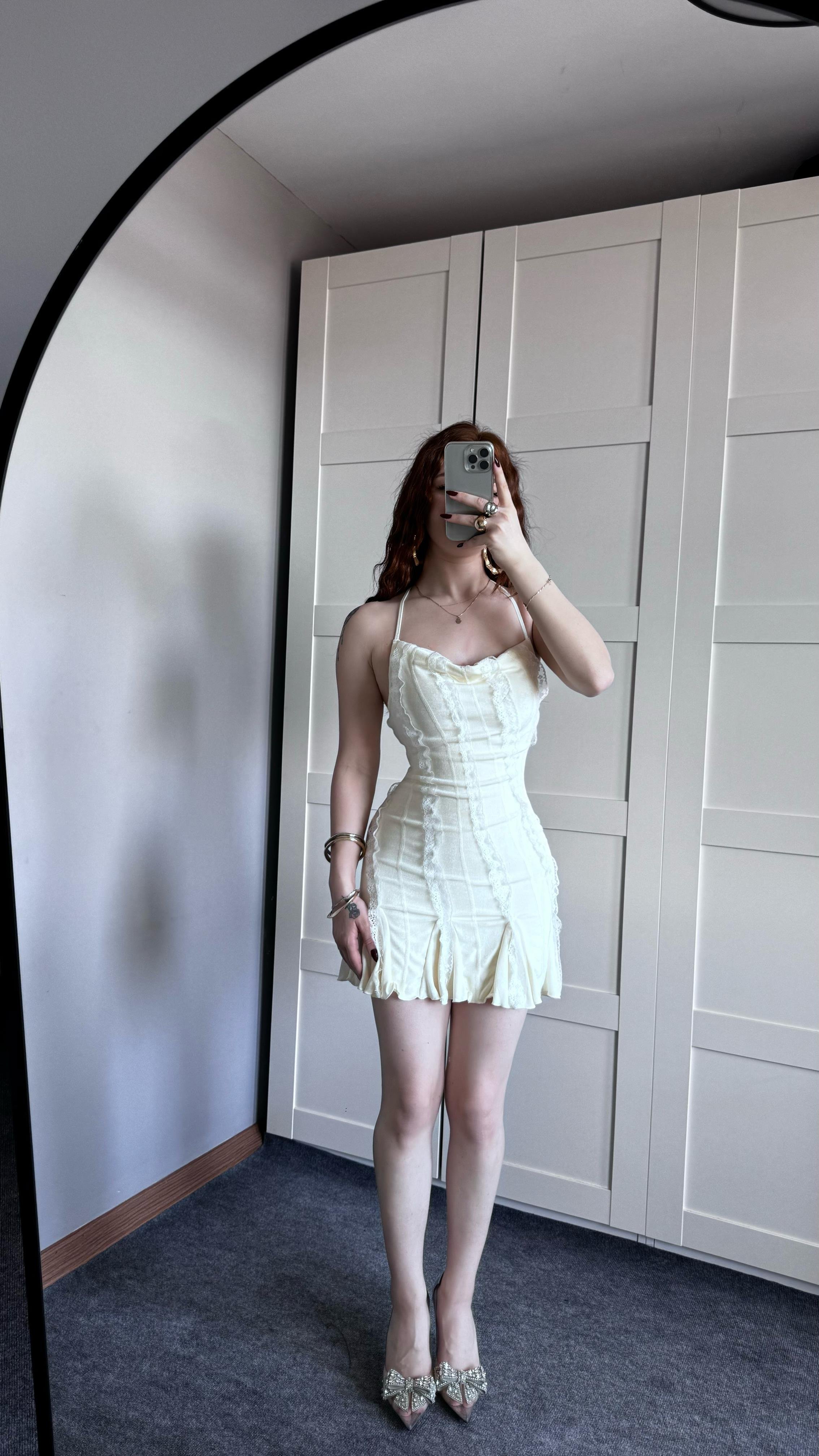 Layla Ekru Elbise