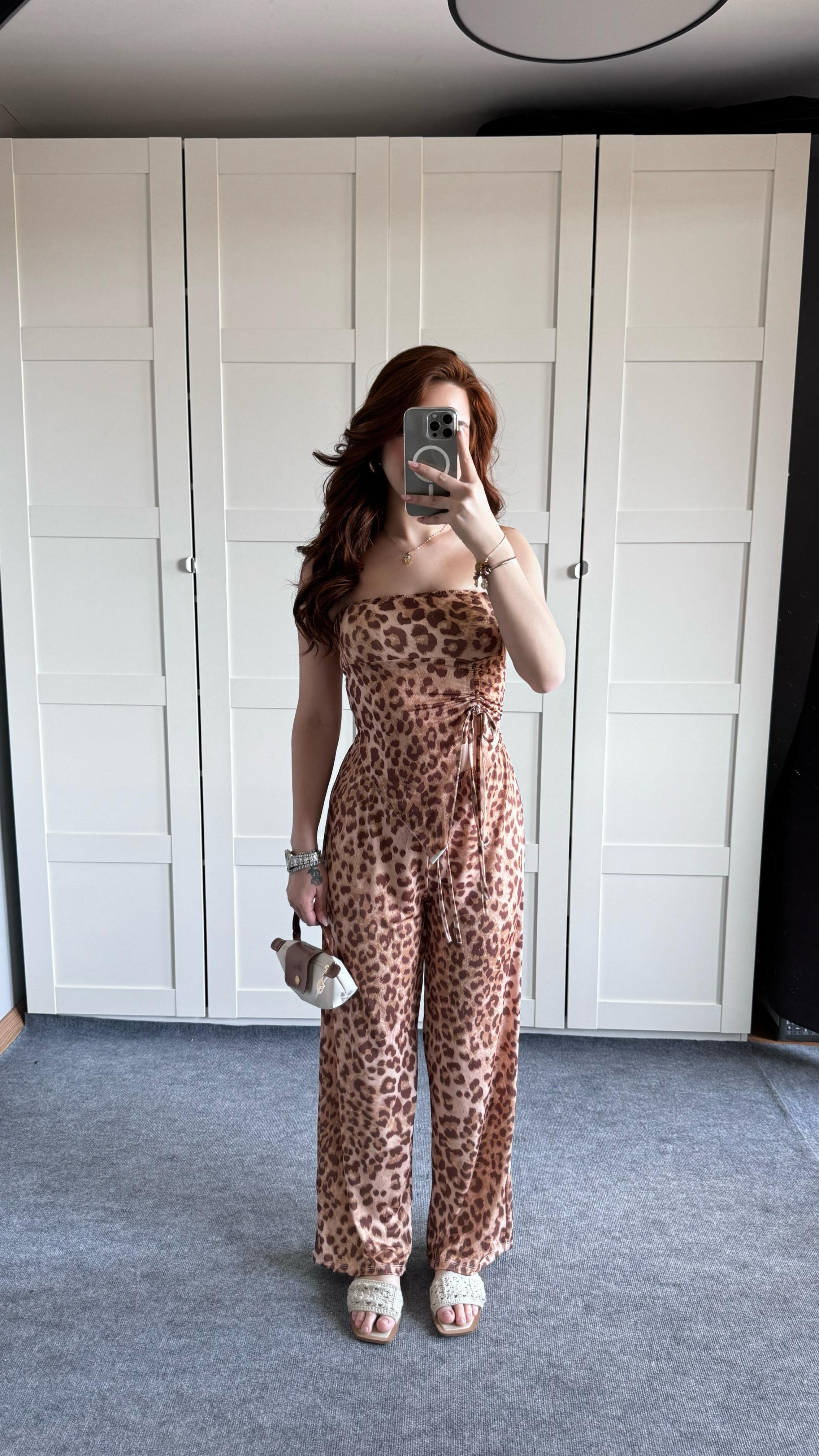 Leopar Açık Renk Pantolon 