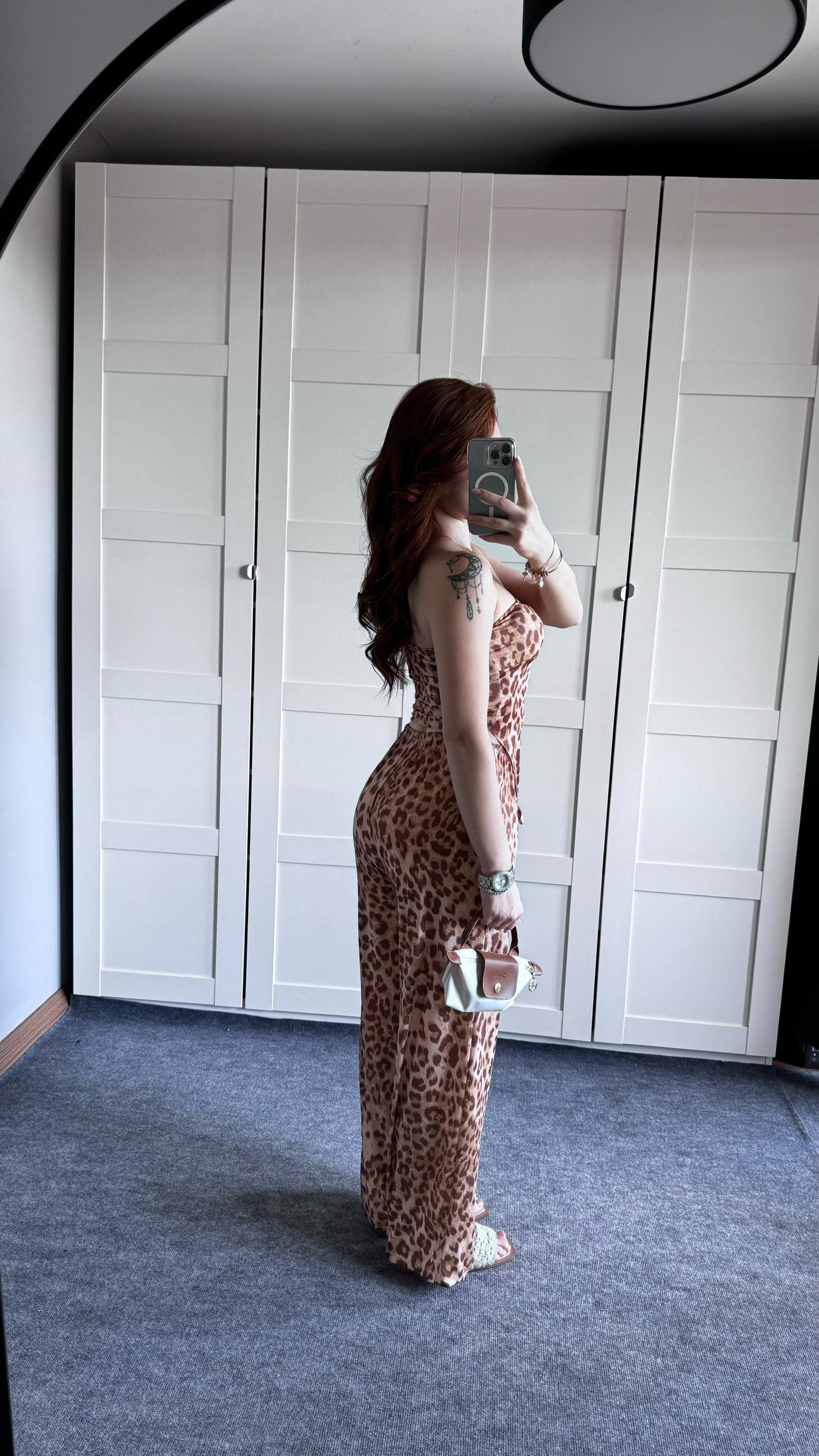 Leopar Açık Renk Pantolon 