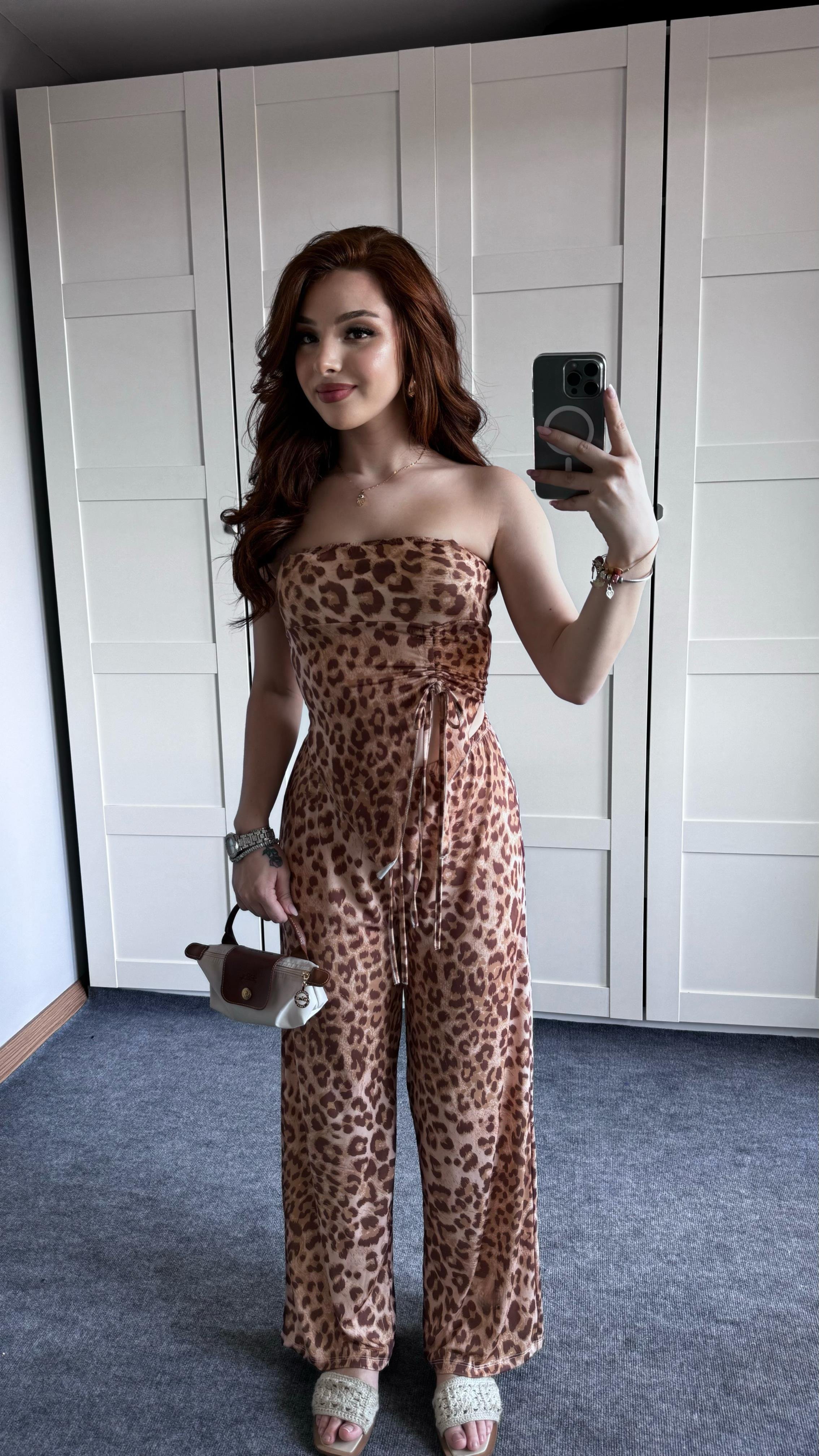 Leopar Açık Renk Pantolon 