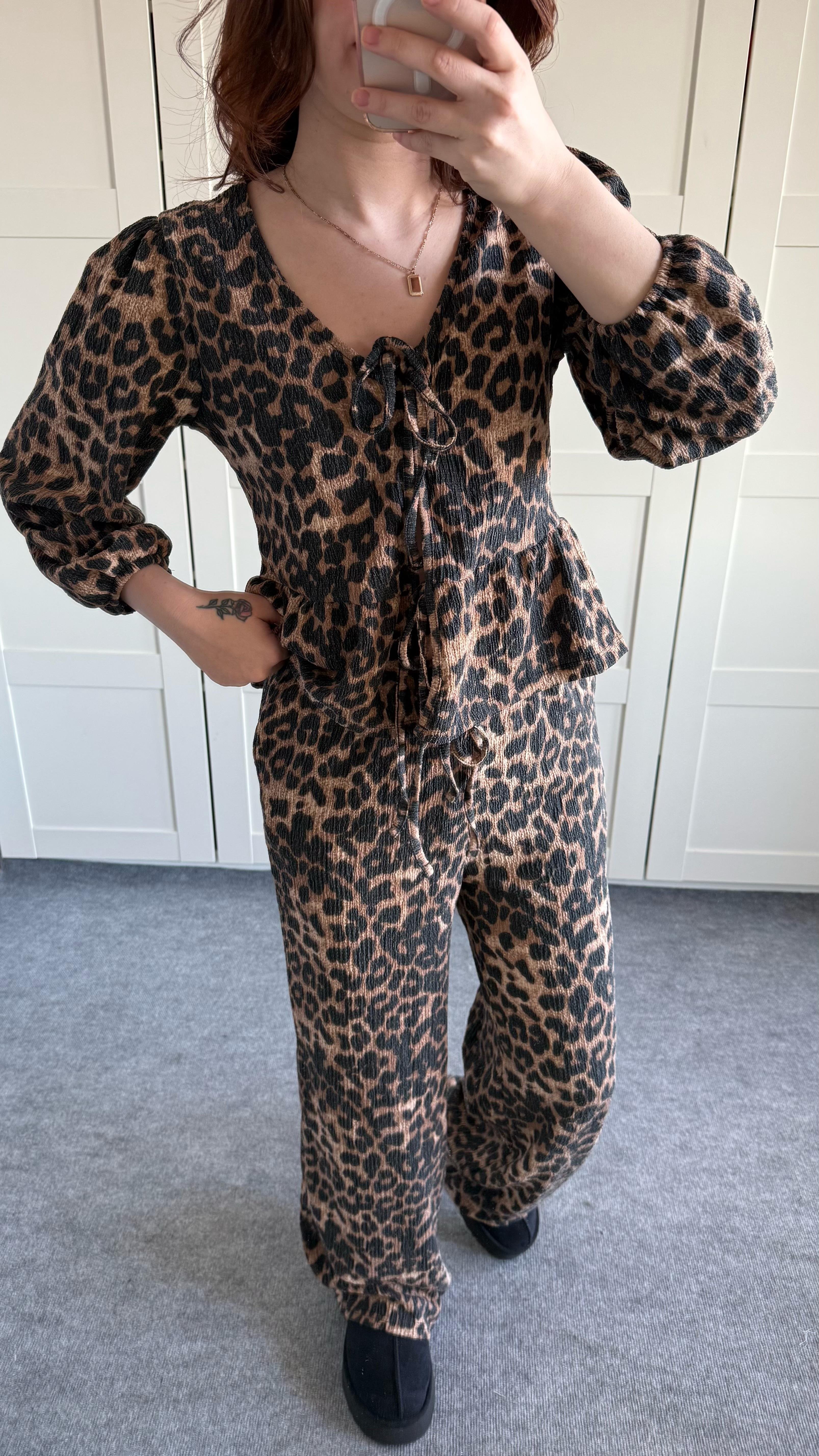 Leopar gömlek pantolon Takım 