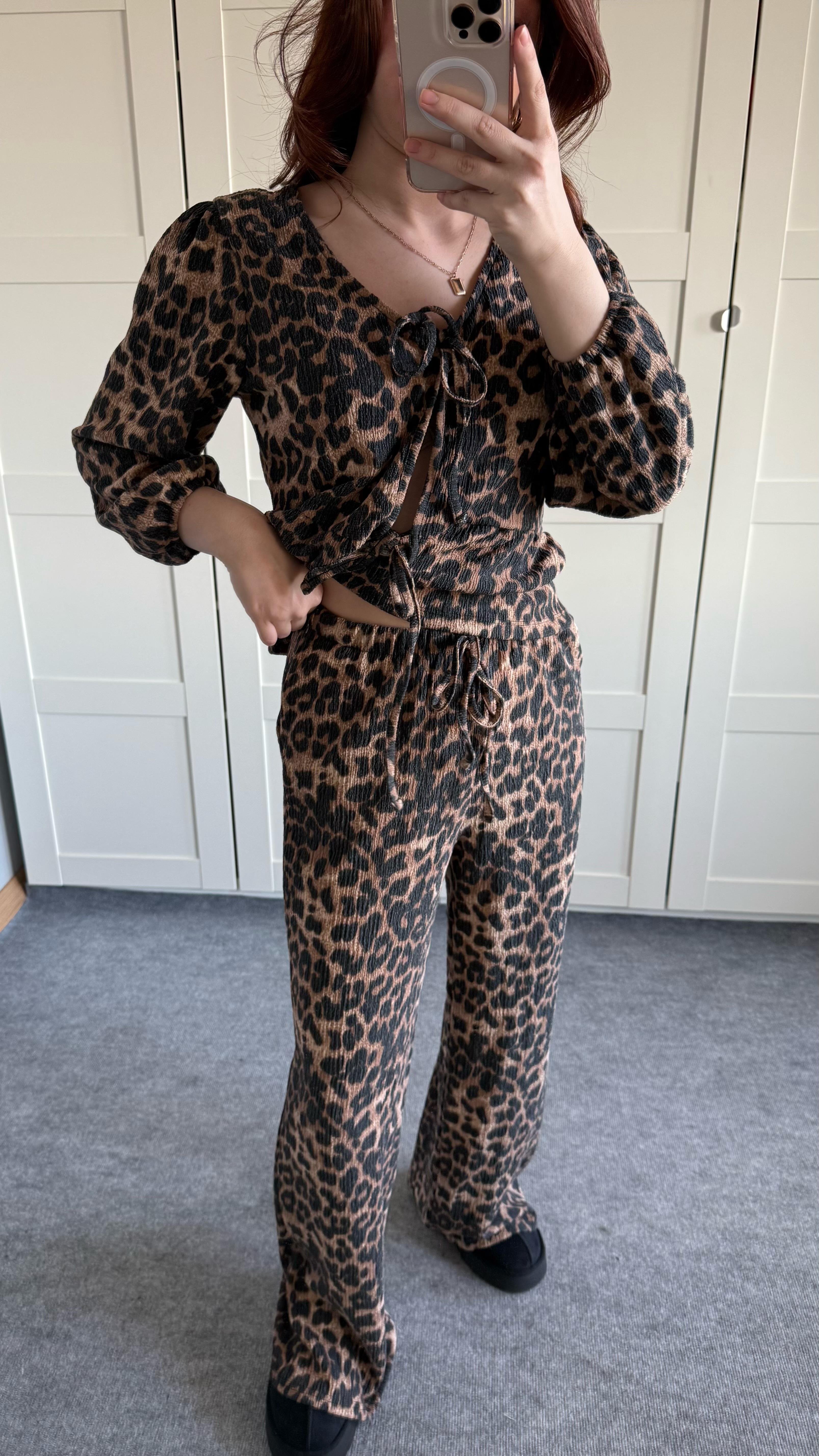 Leopar gömlek pantolon Takım 