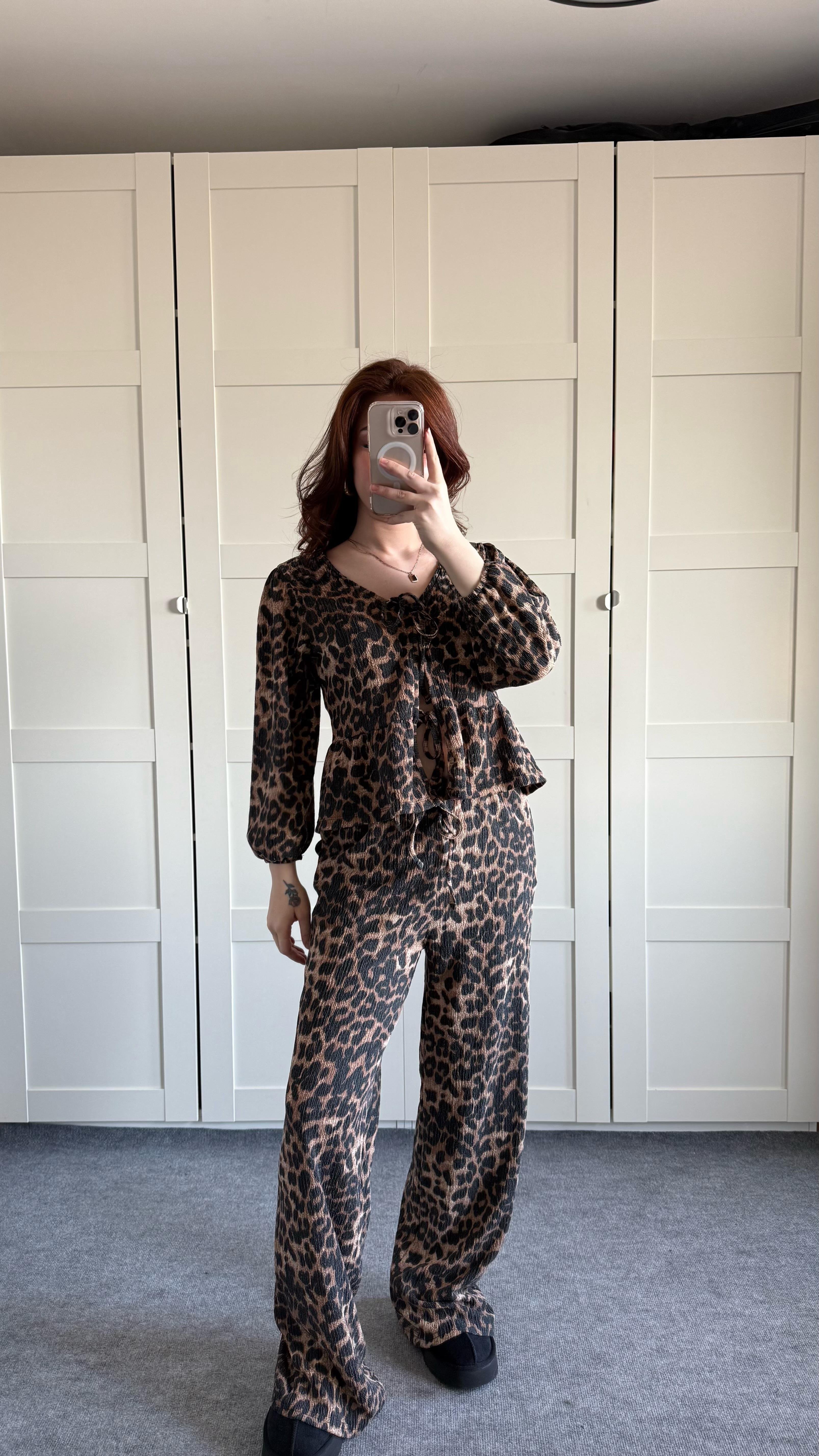 Leopar gömlek pantolon Takım 