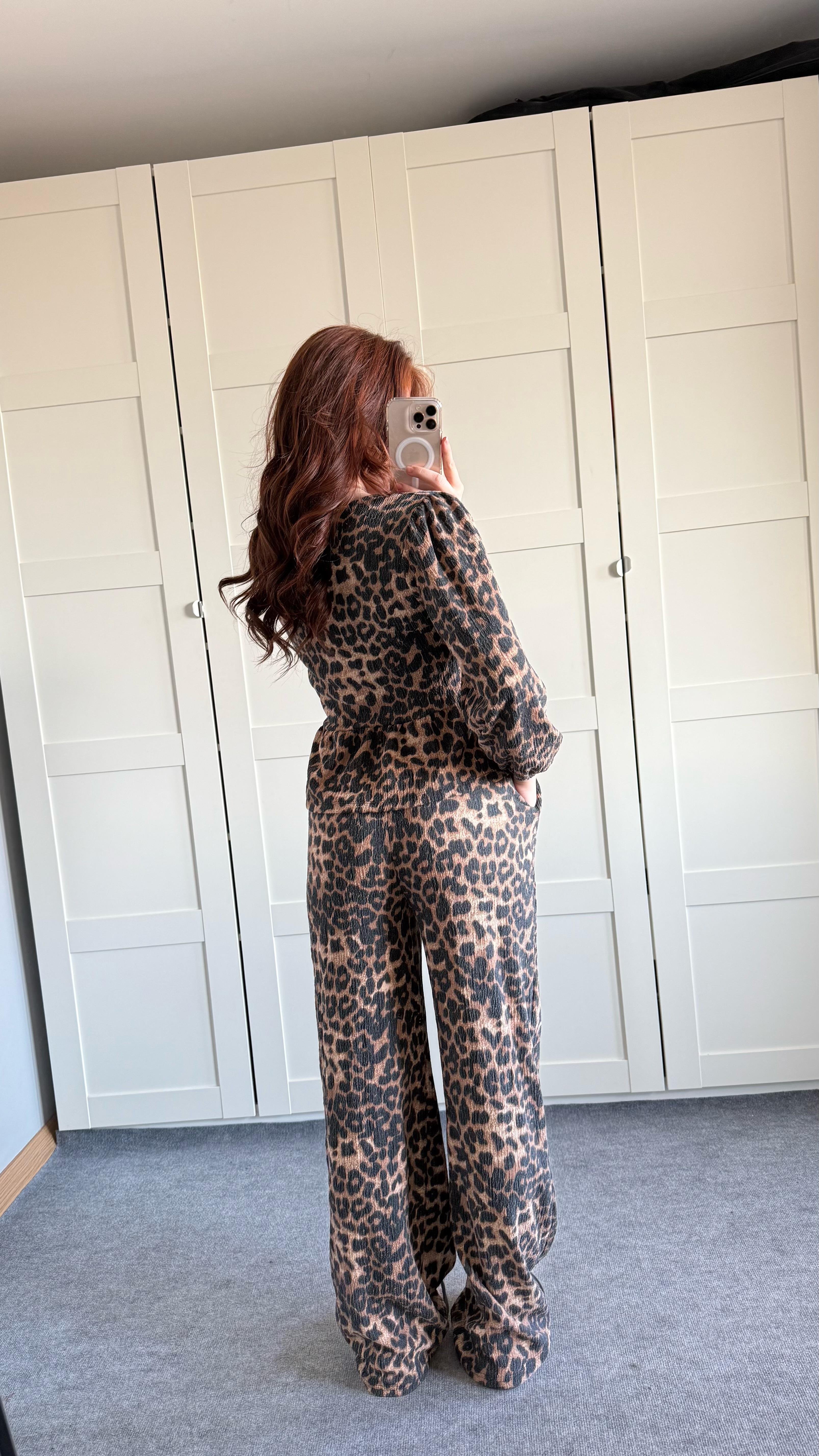 Leopar gömlek pantolon Takım 