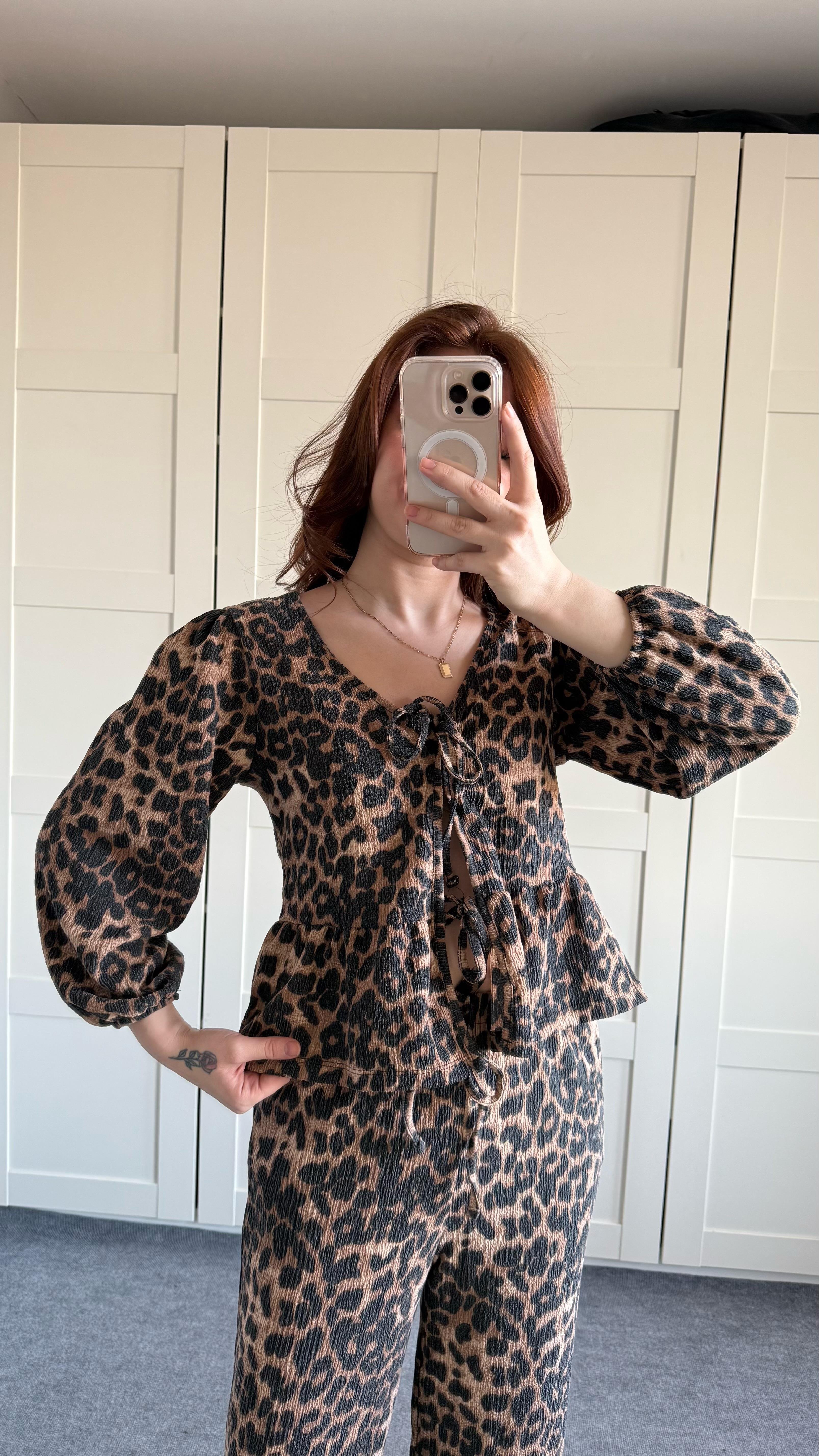 Leopar gömlek pantolon Takım 
