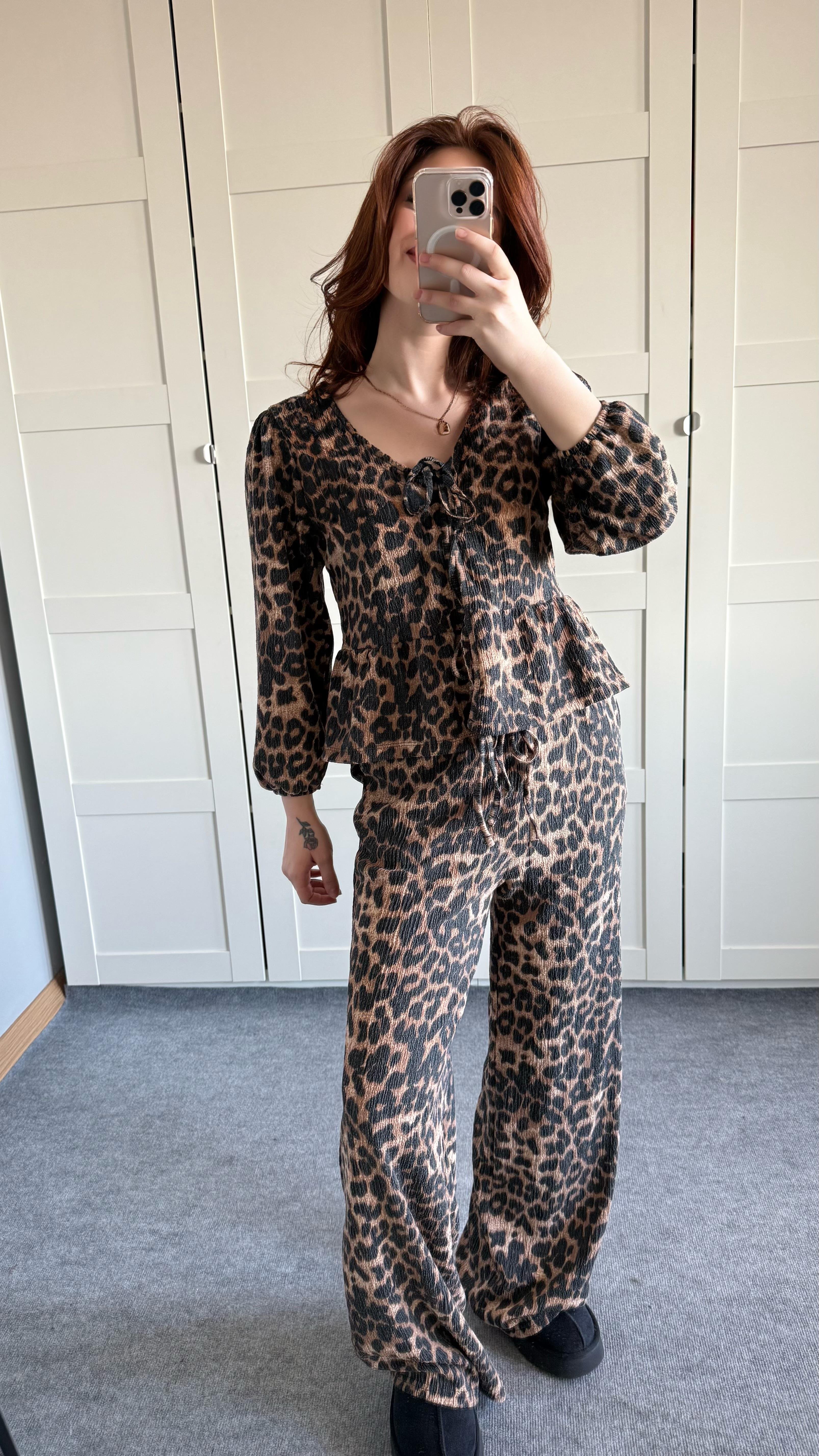 Leopar gömlek pantolon Takım 