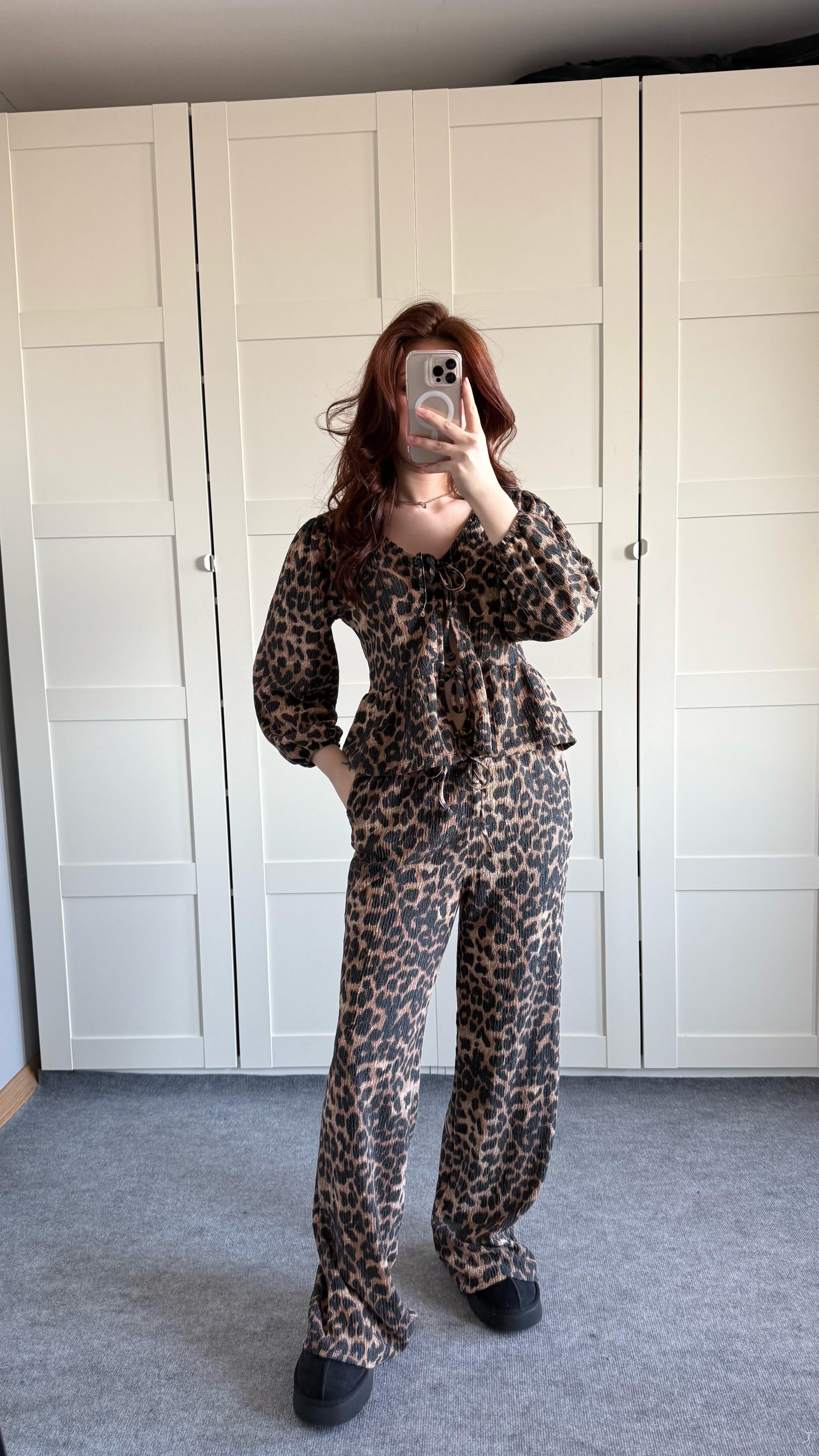 Leopar gömlek pantolon Takım 
