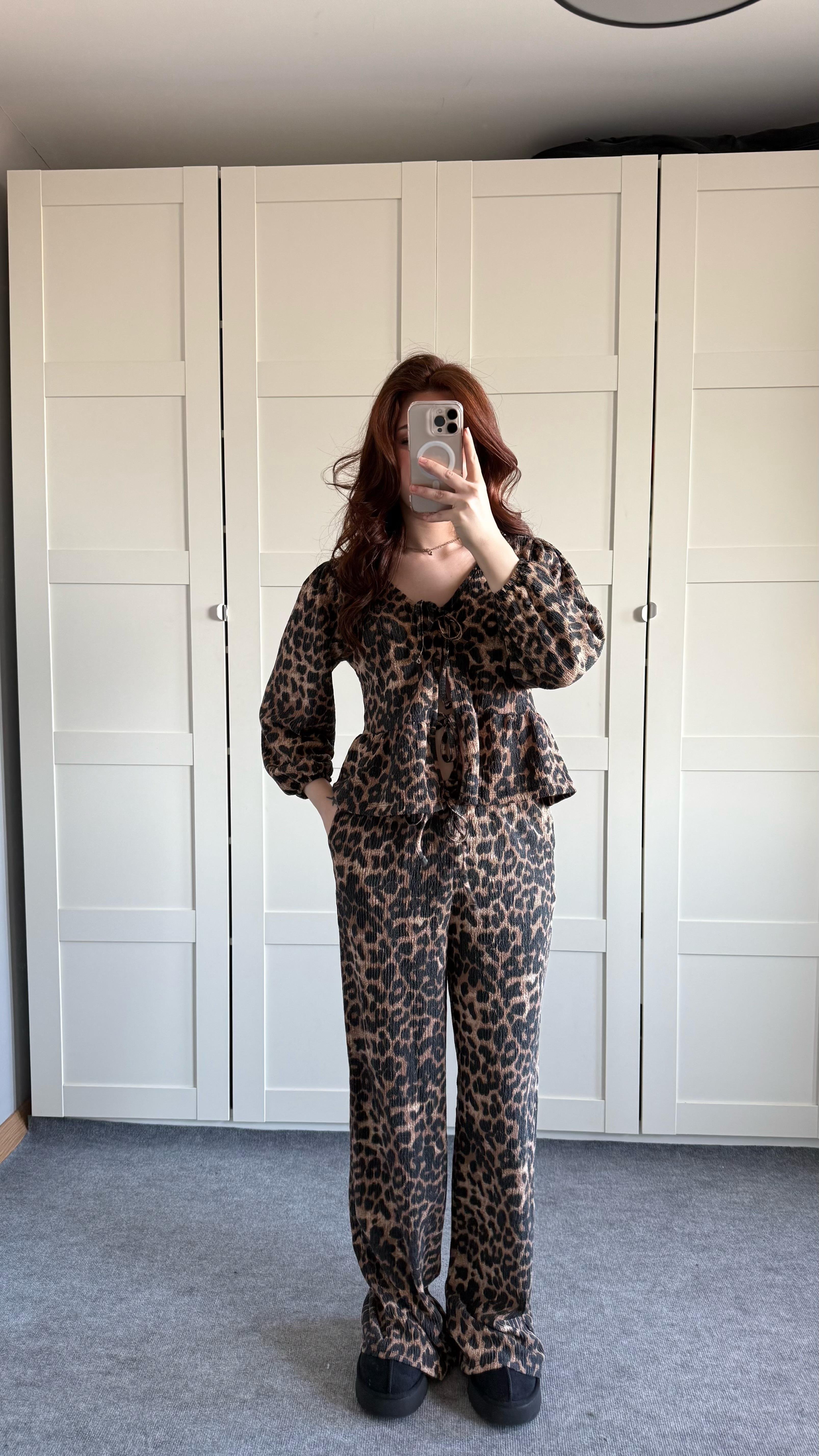 Leopar gömlek pantolon Takım 