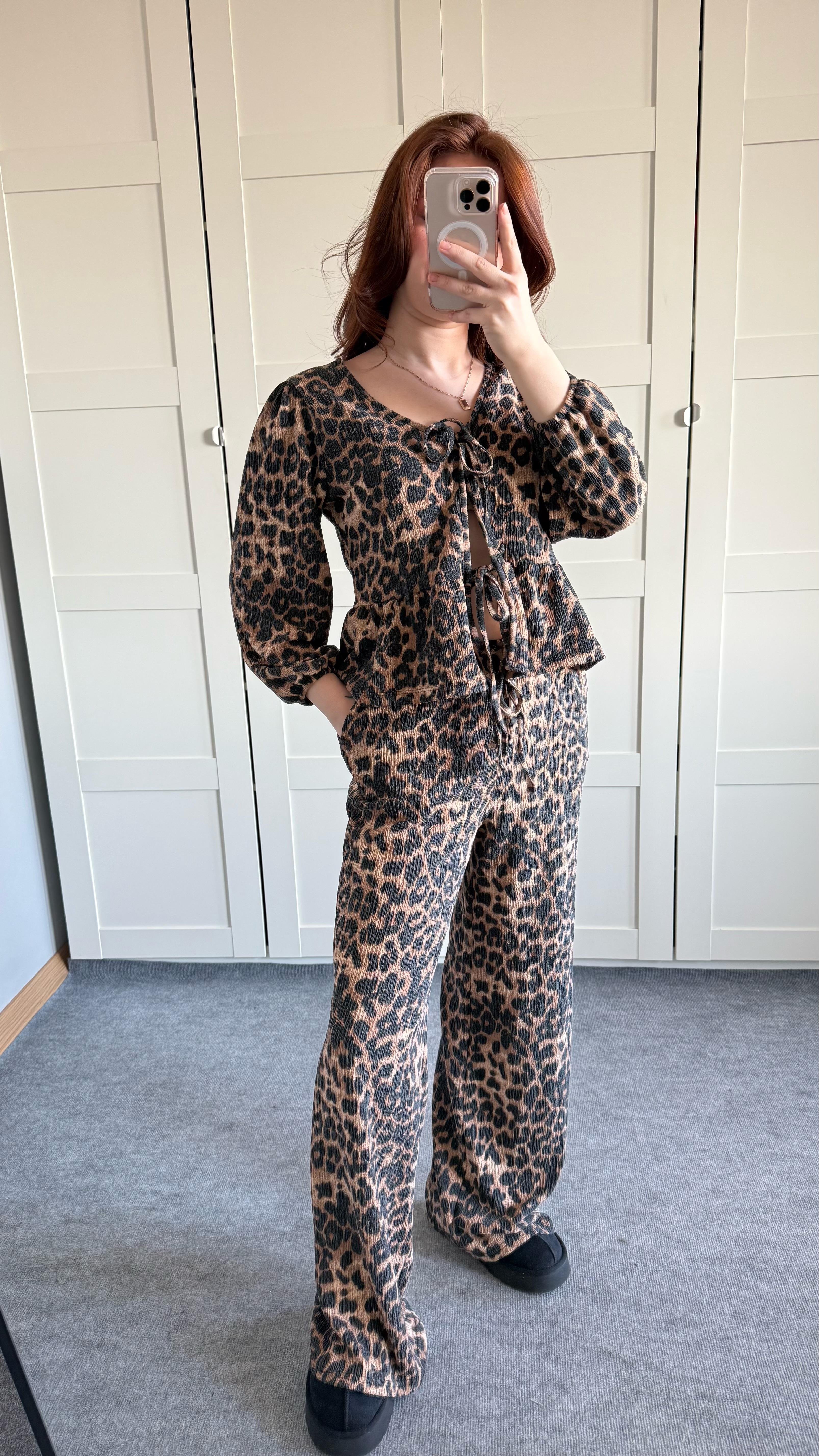 Leopar gömlek pantolon Takım 