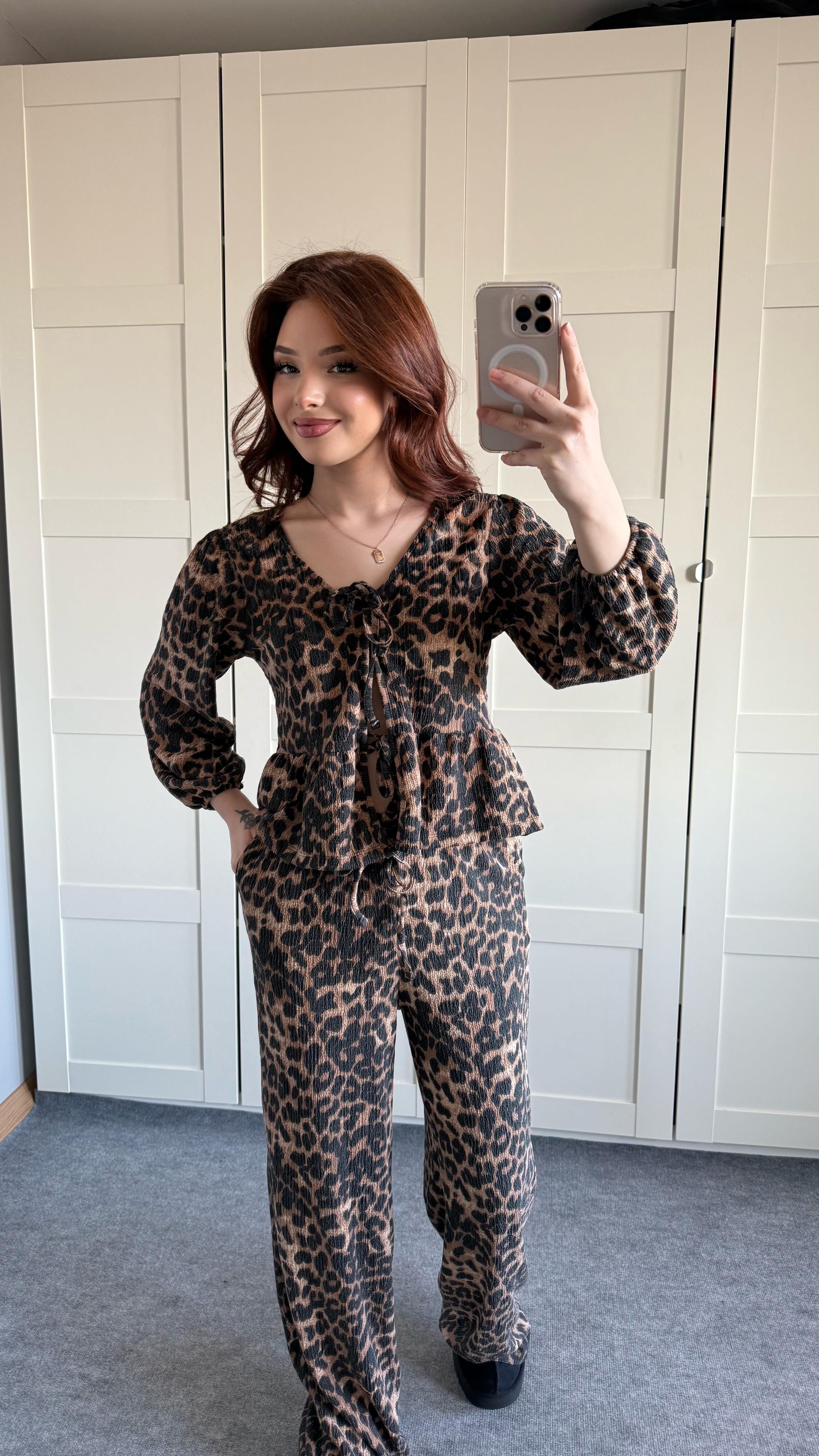 Leopar gömlek pantolon Takım 