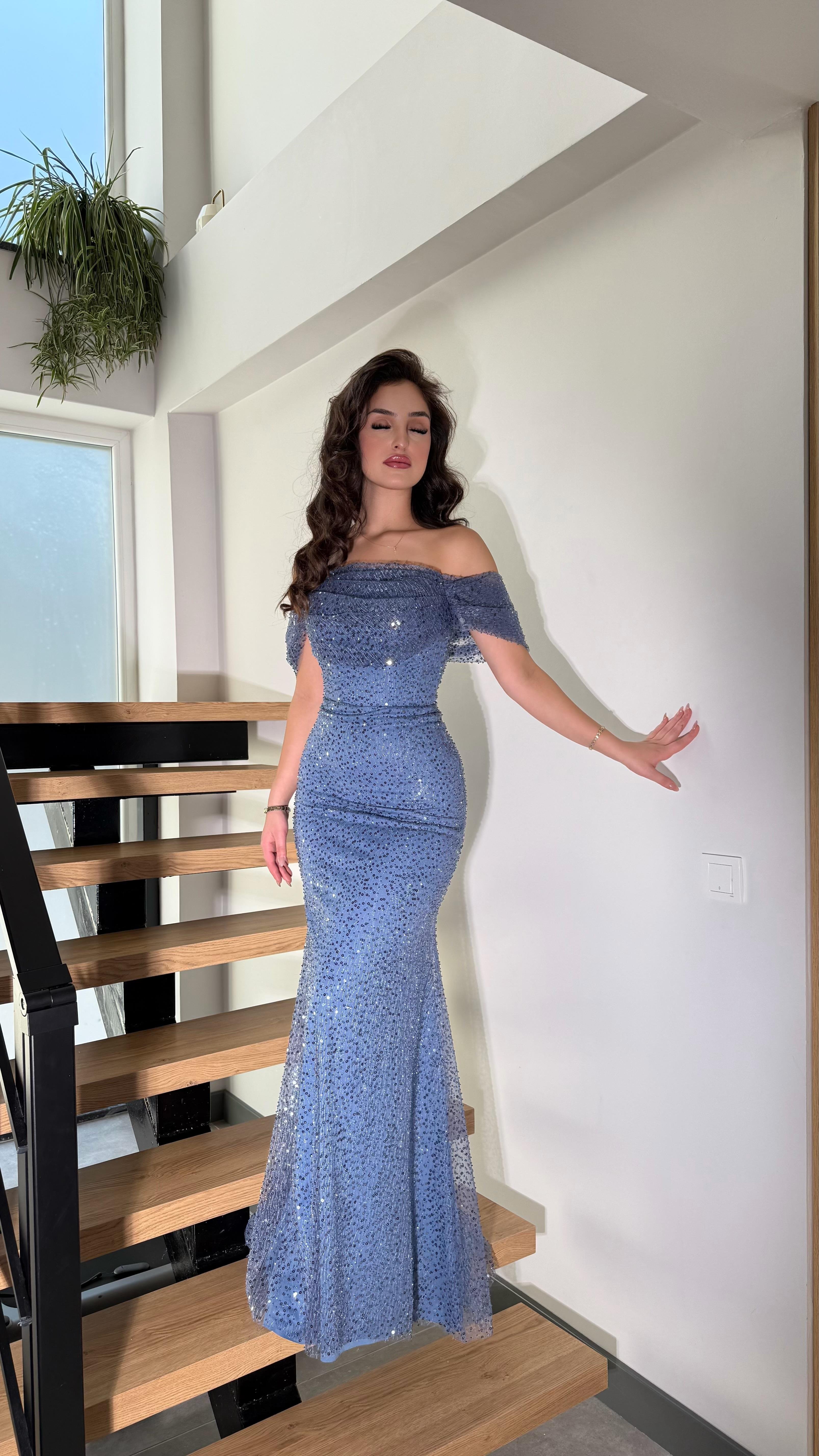 Leyna Madonna Boncuklu Abiye İndigo