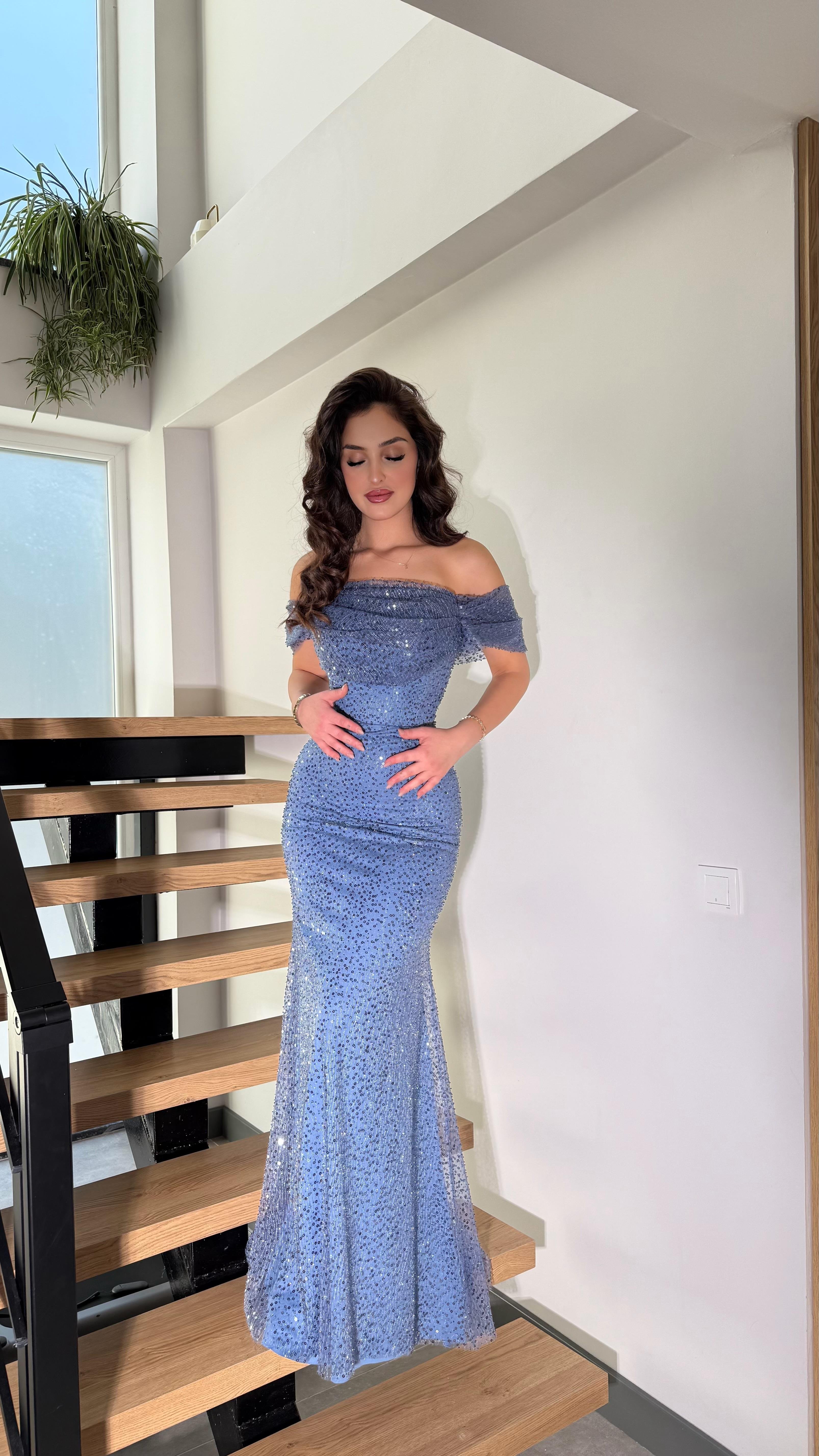 Leyna Madonna Boncuklu Abiye İndigo