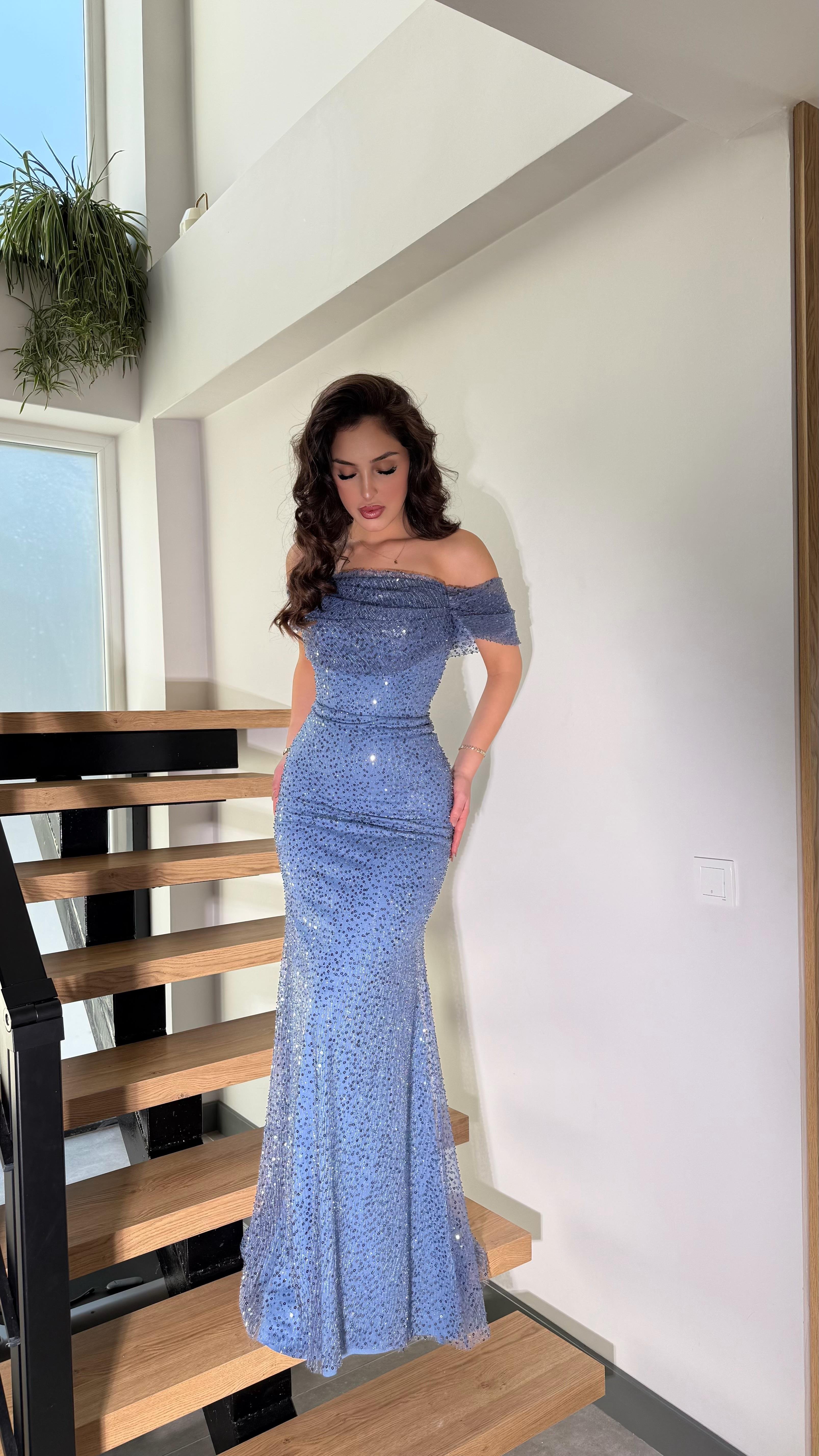 Leyna Madonna Boncuklu Abiye İndigo