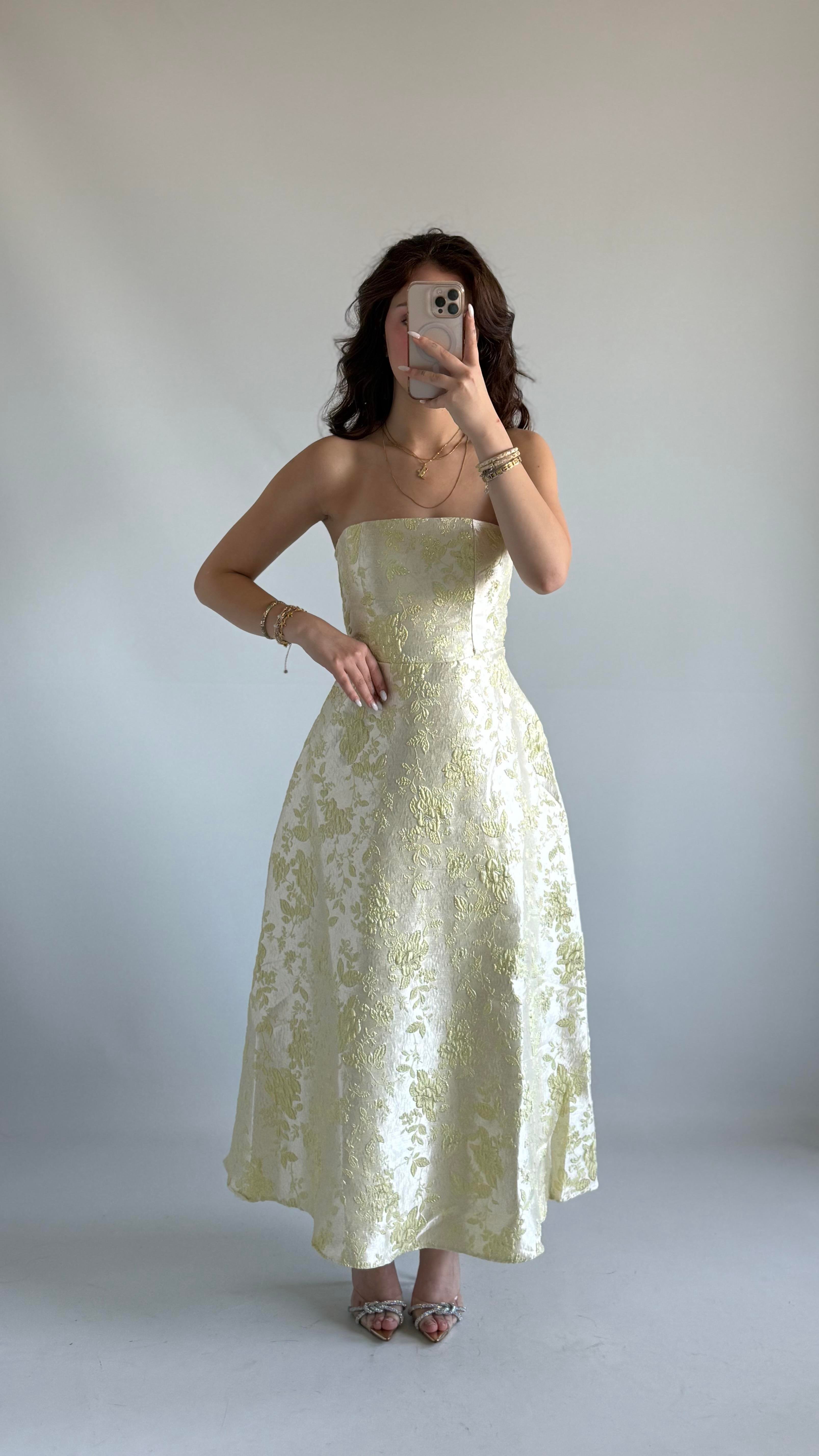 Lilth Straplez Elbise Gold