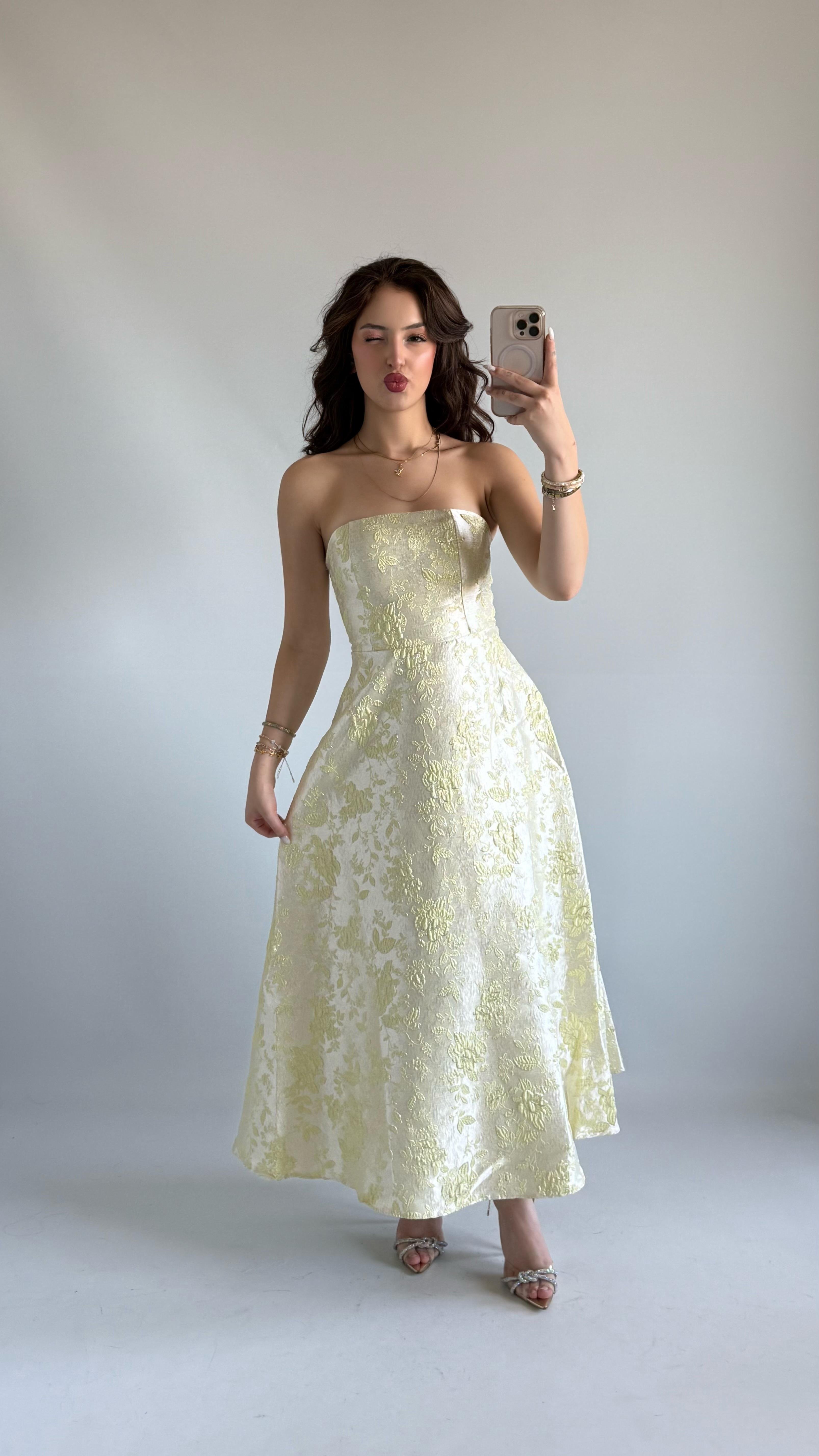 Lilth Straplez Elbise Gold