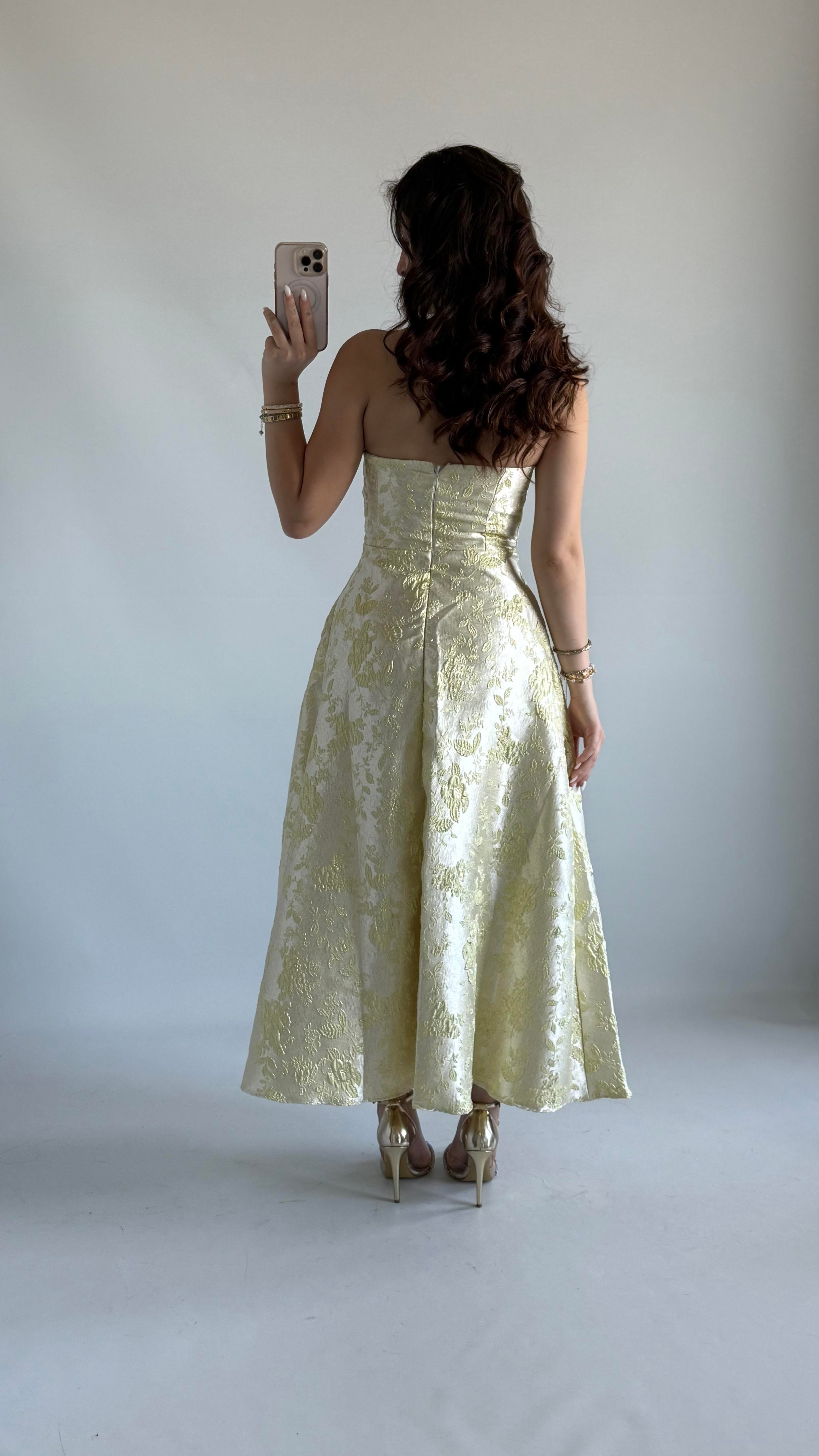 Lilth Straplez Elbise Gold