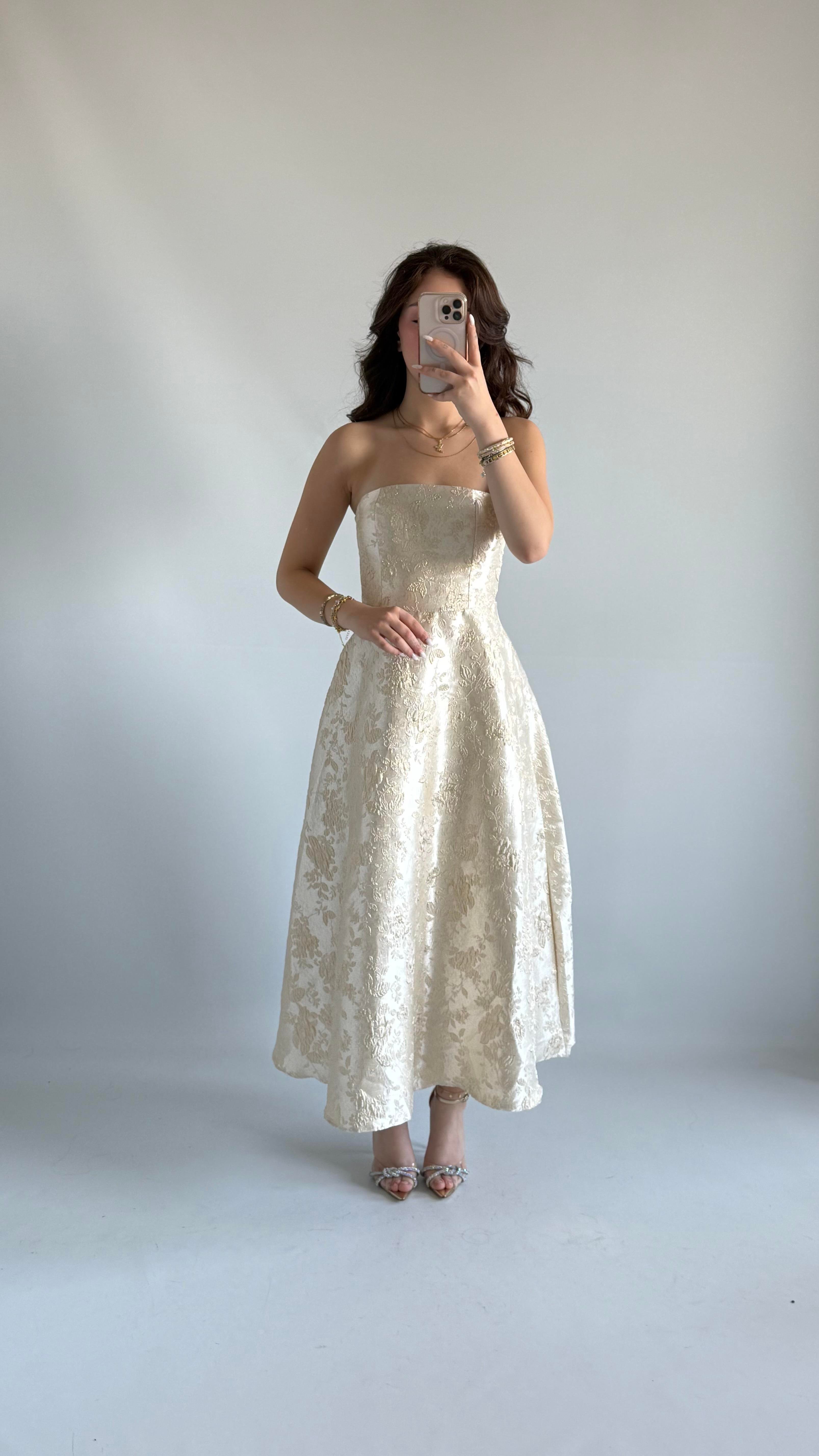 Lilth Straplez Elbise Rose