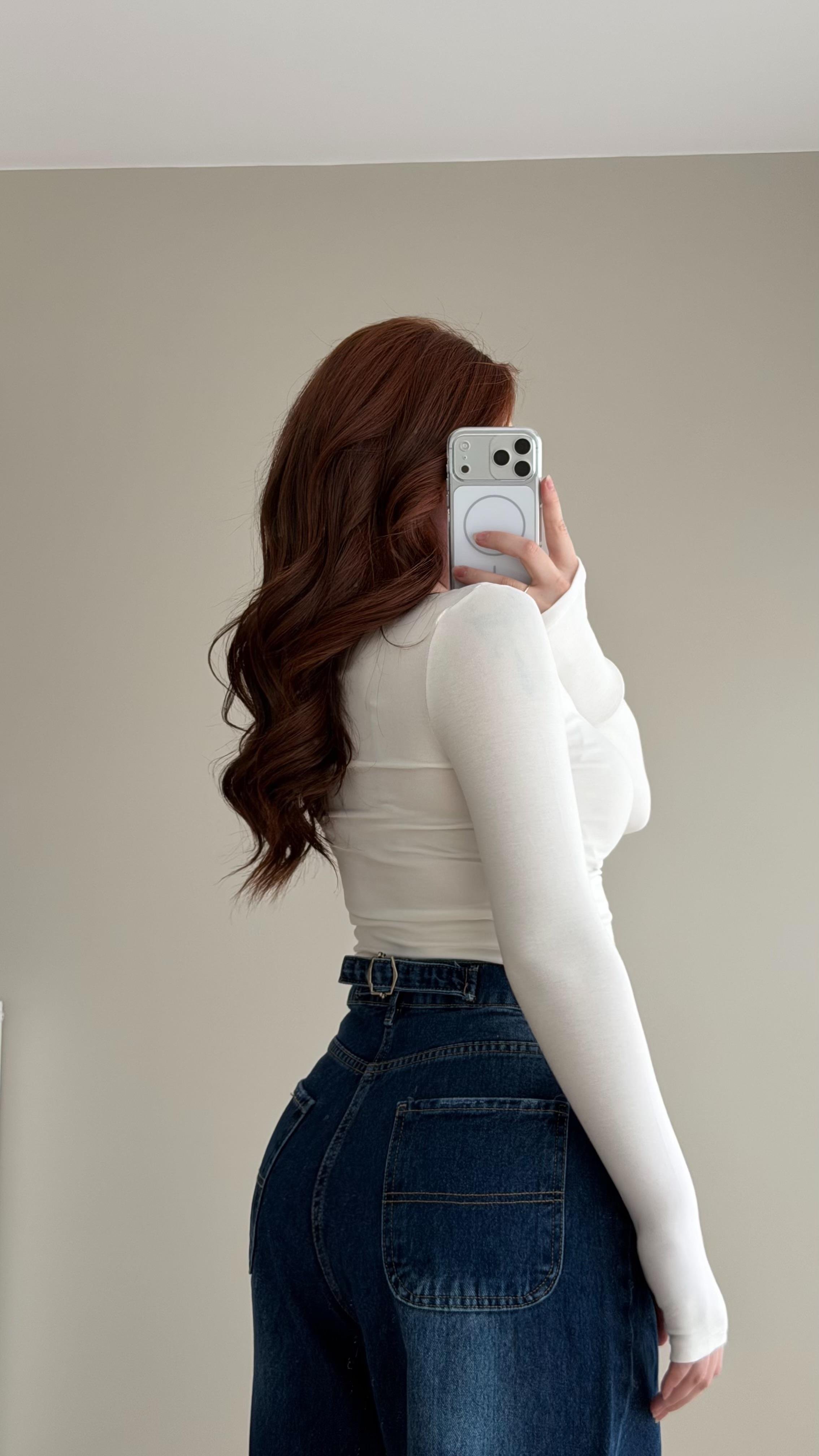 London Basıc Kayık Yaka Bluz Beyaz