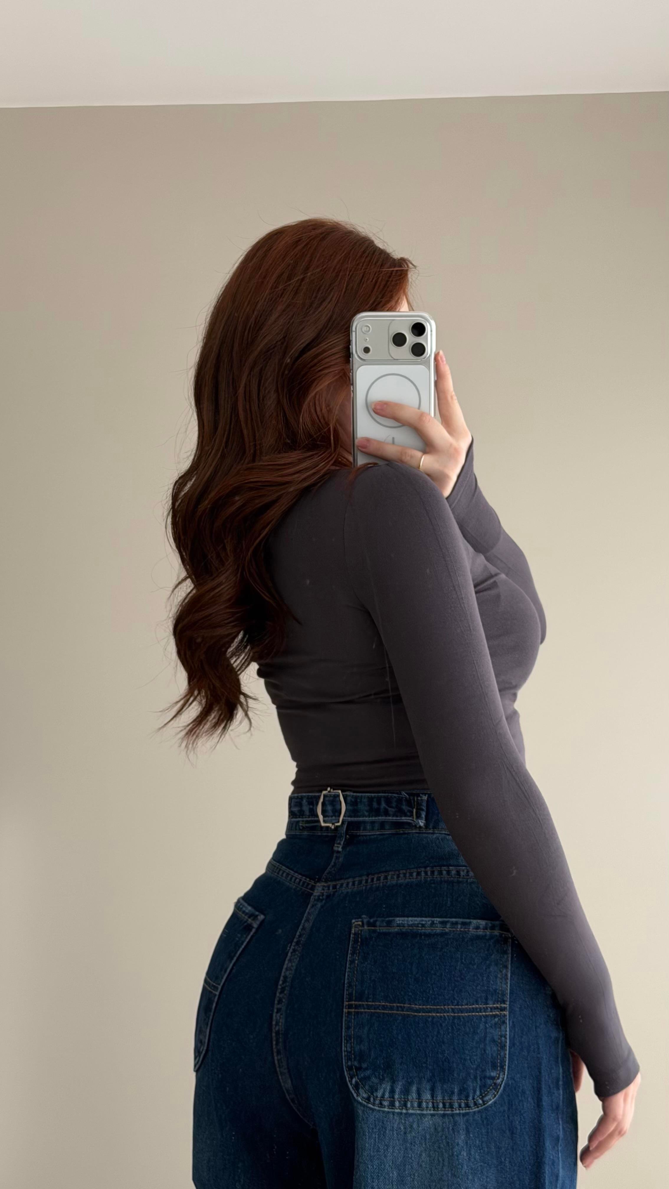 London Basıc Kayık Yaka Bluz Gri