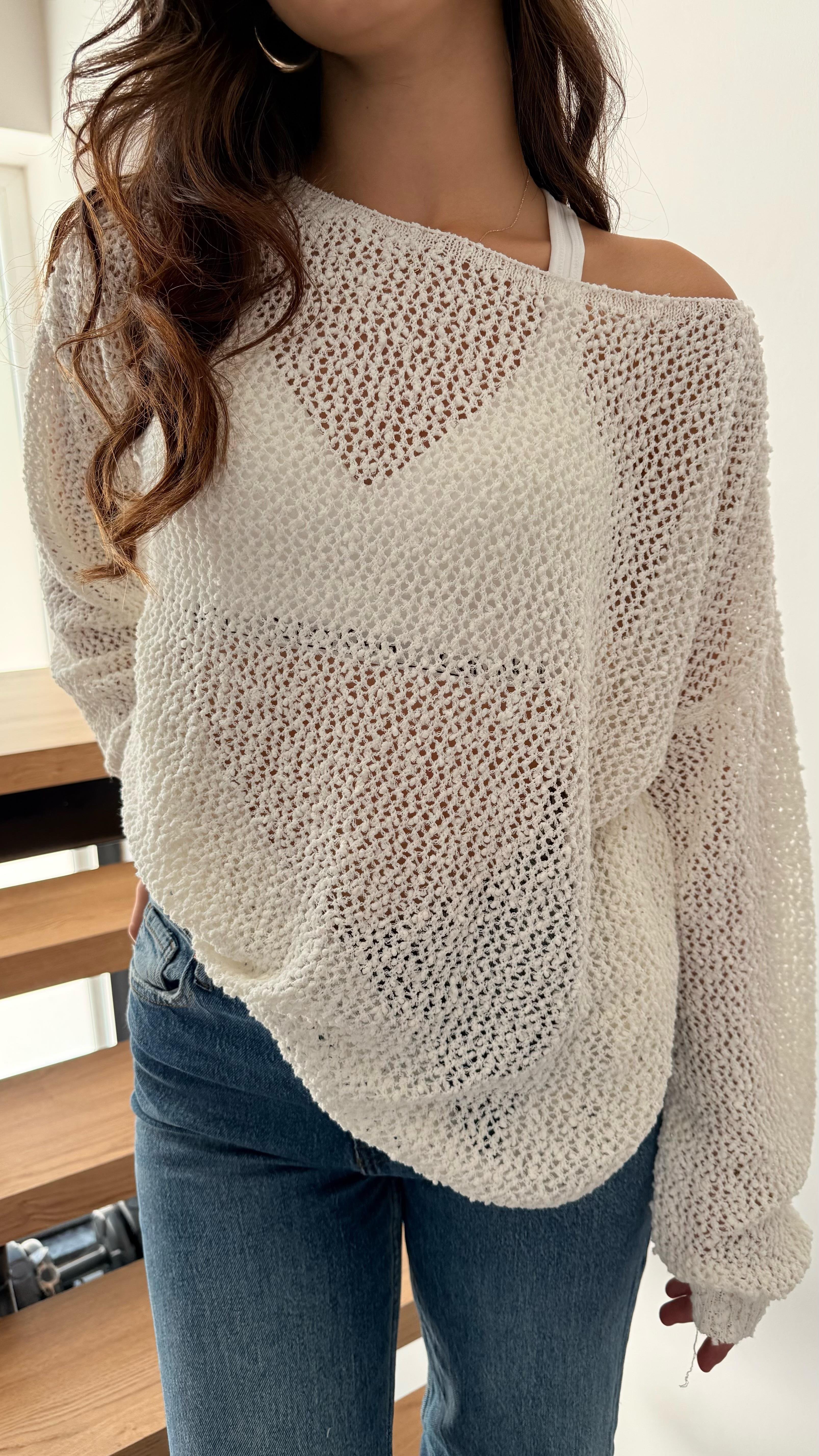 Lorena Delikli Triko Beyaz