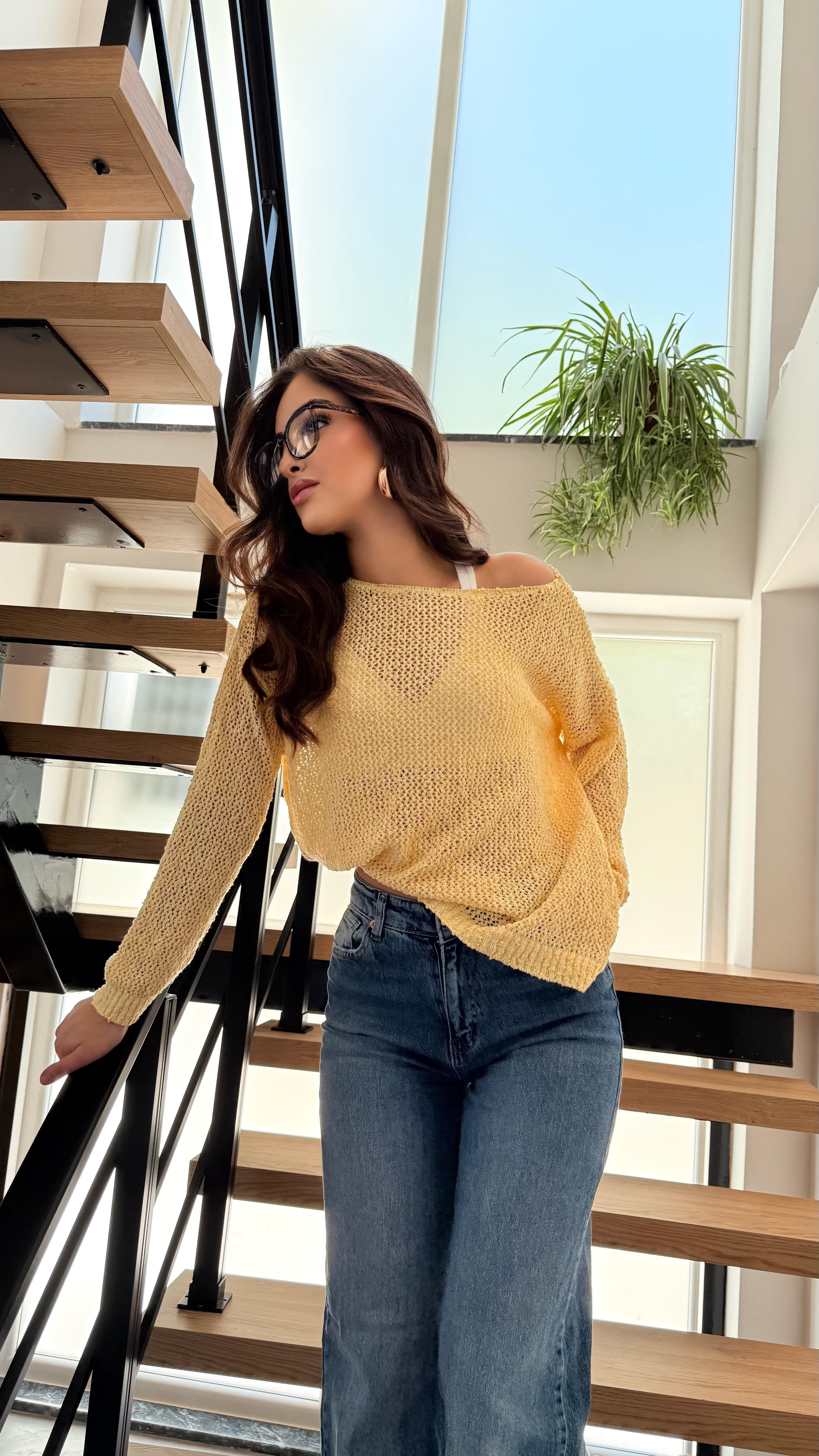 Lorena Delikli Triko Sarı