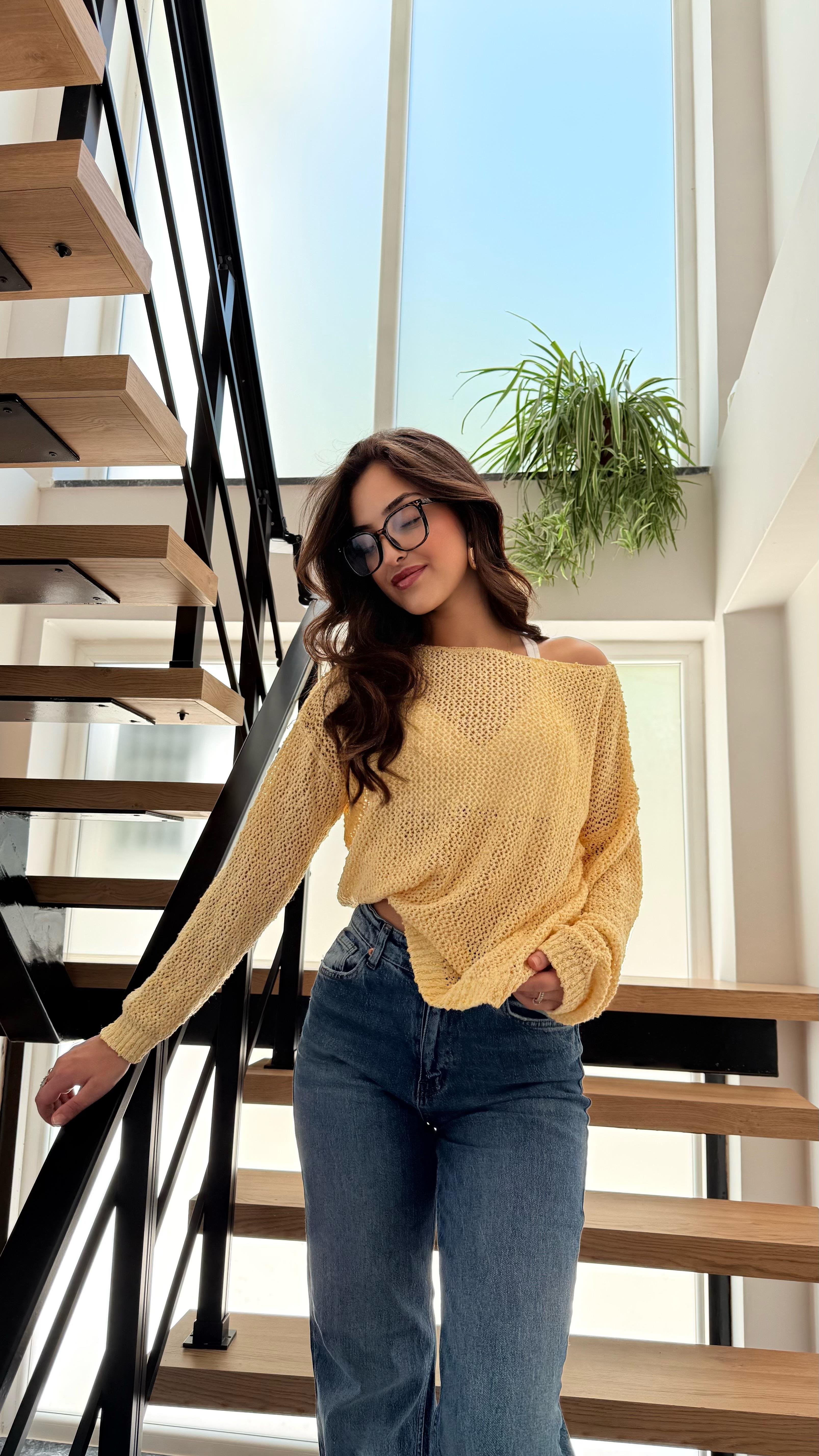 Lorena Delikli Triko Sarı