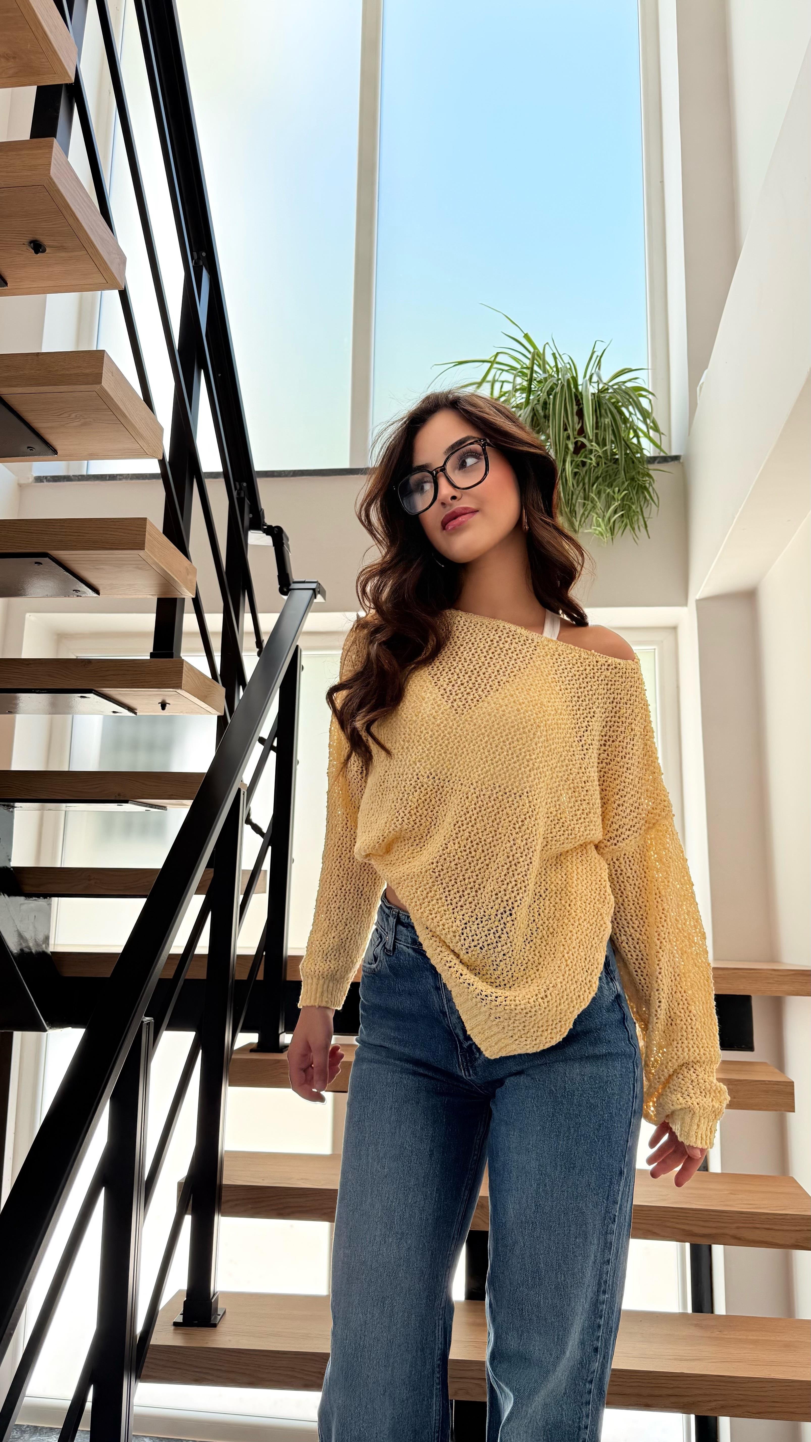 Lorena Delikli Triko Sarı