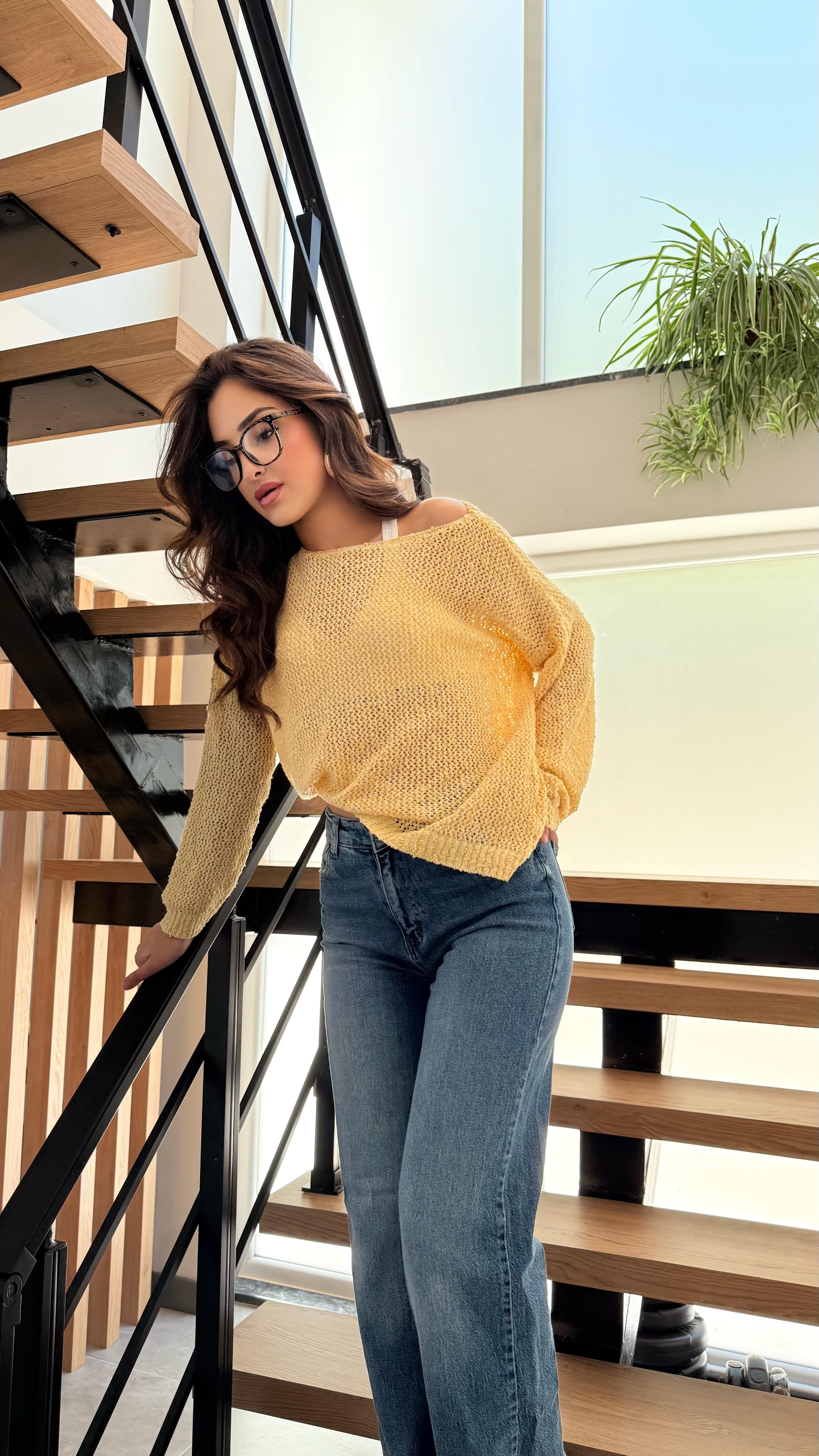 Lorena Delikli Triko Sarı