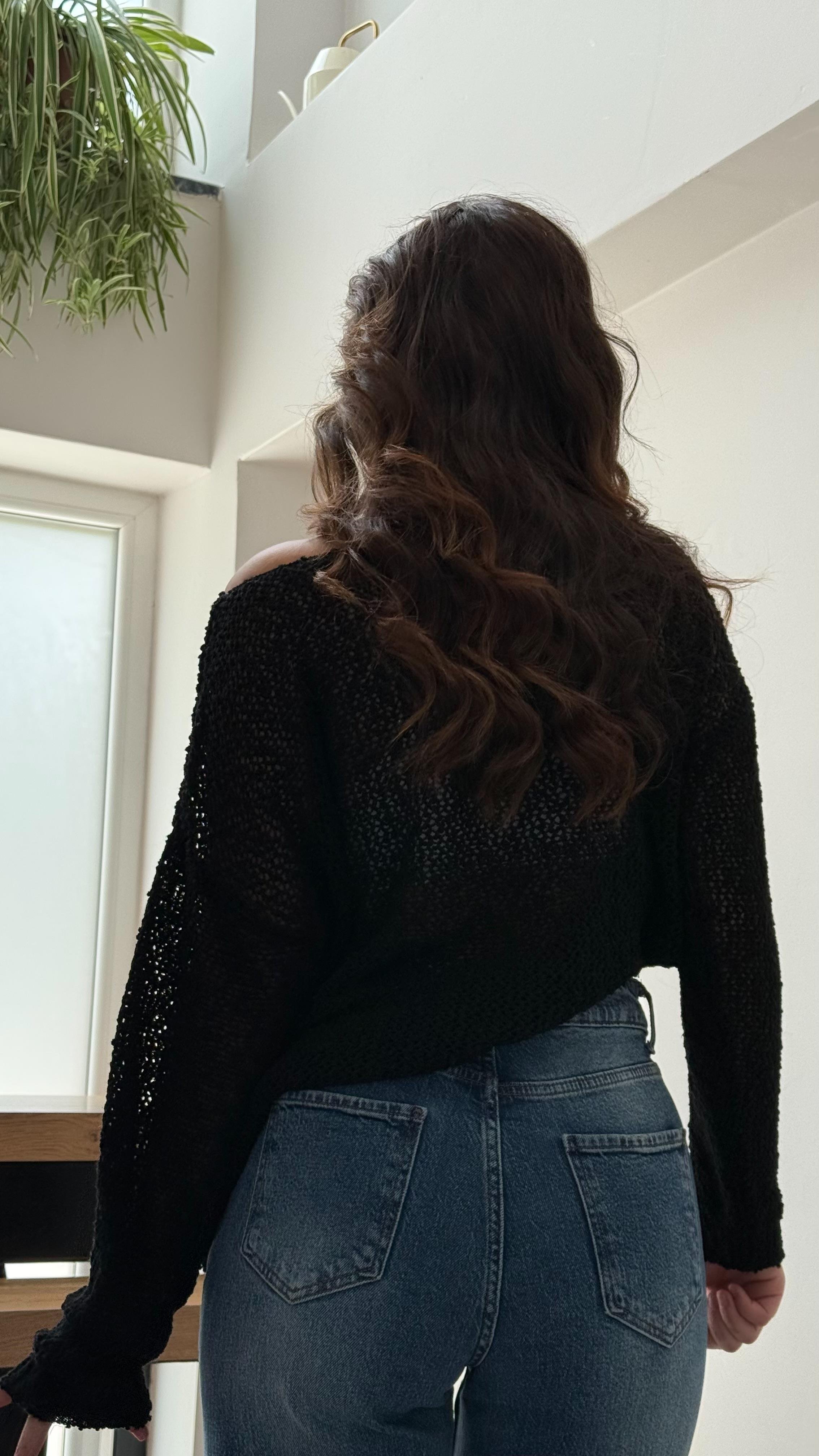 Lorena Delikli Triko Siyah