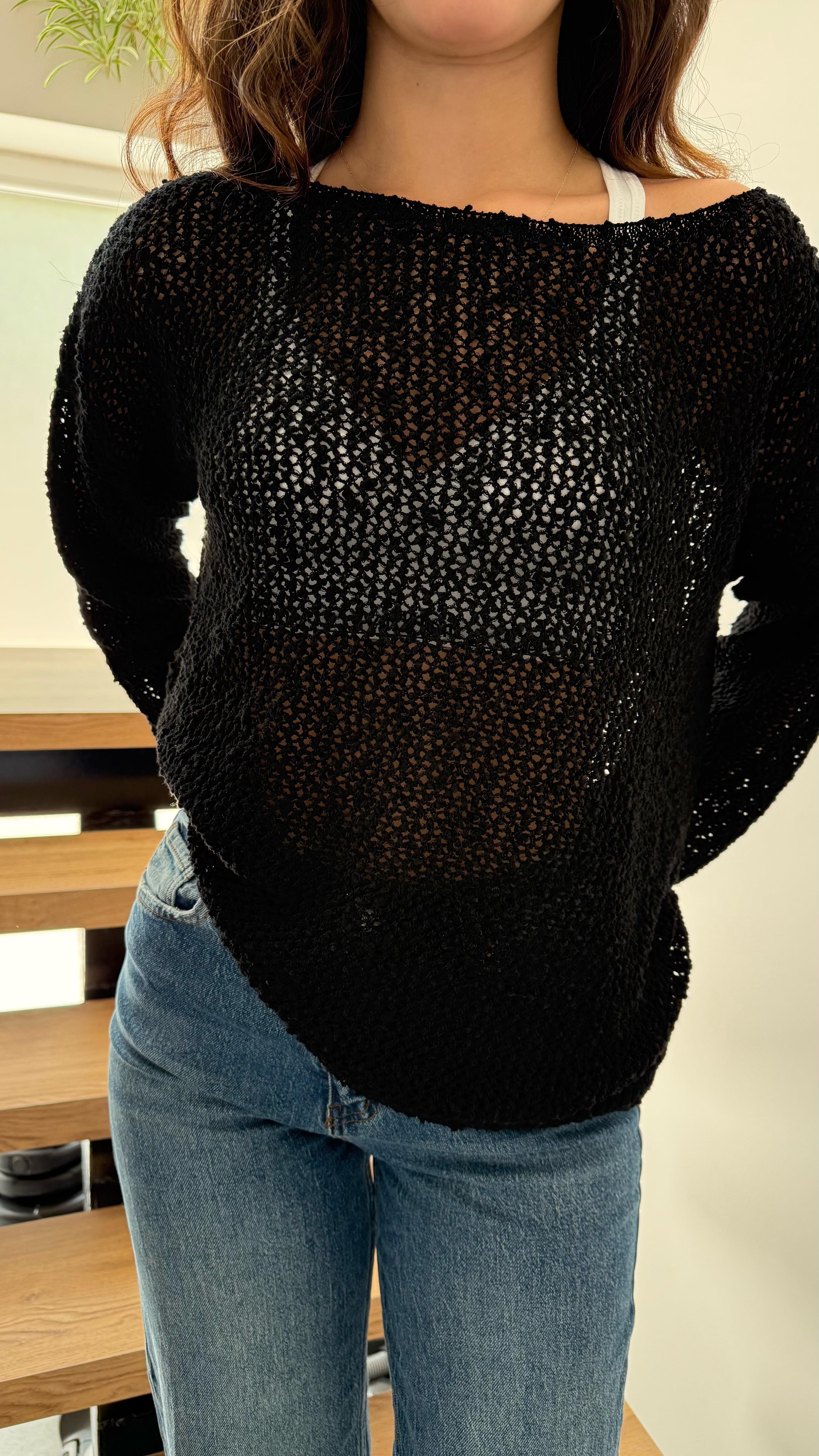 Lorena Delikli Triko Siyah