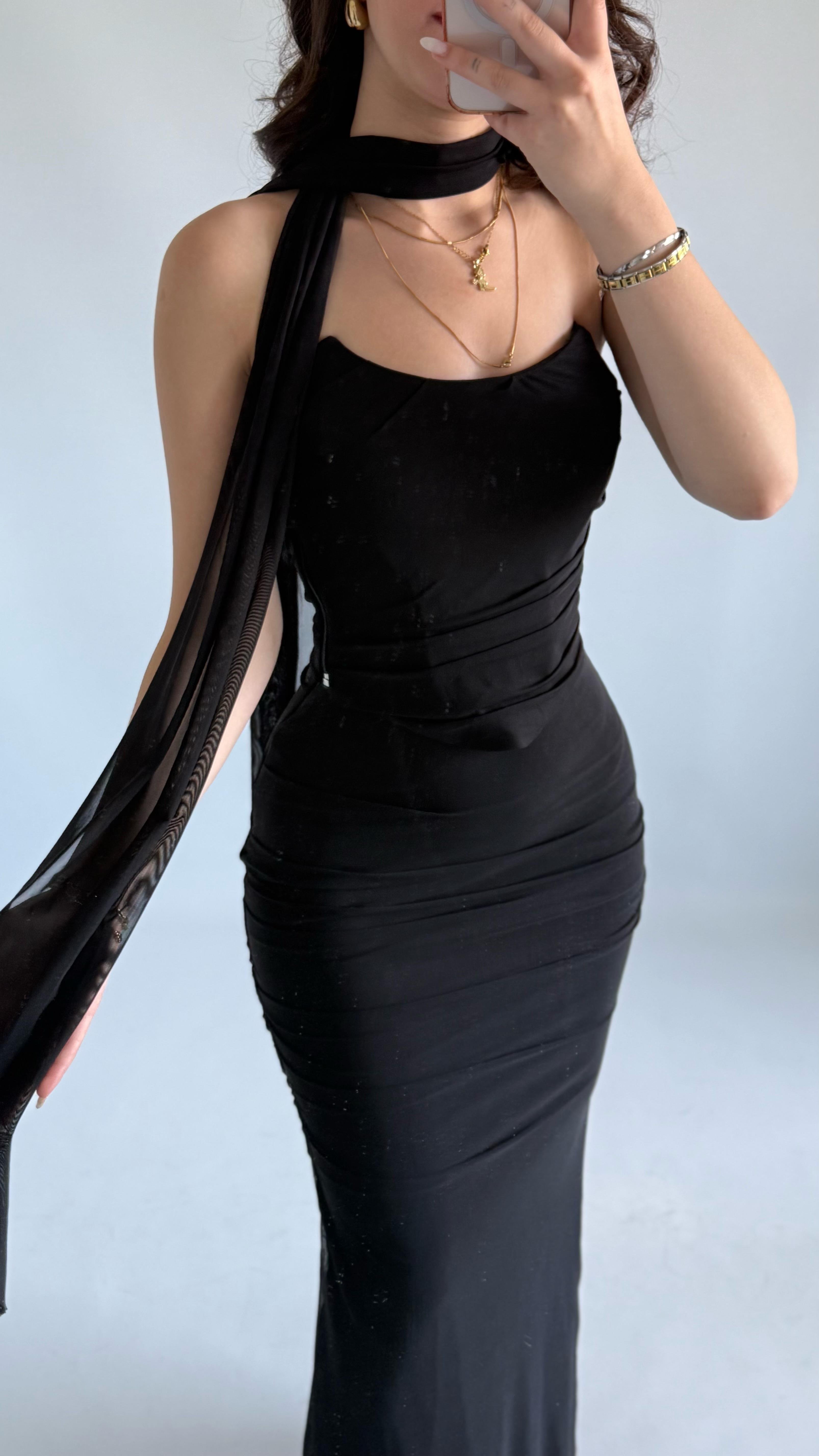 Madam Fular Etek Takım Siyah