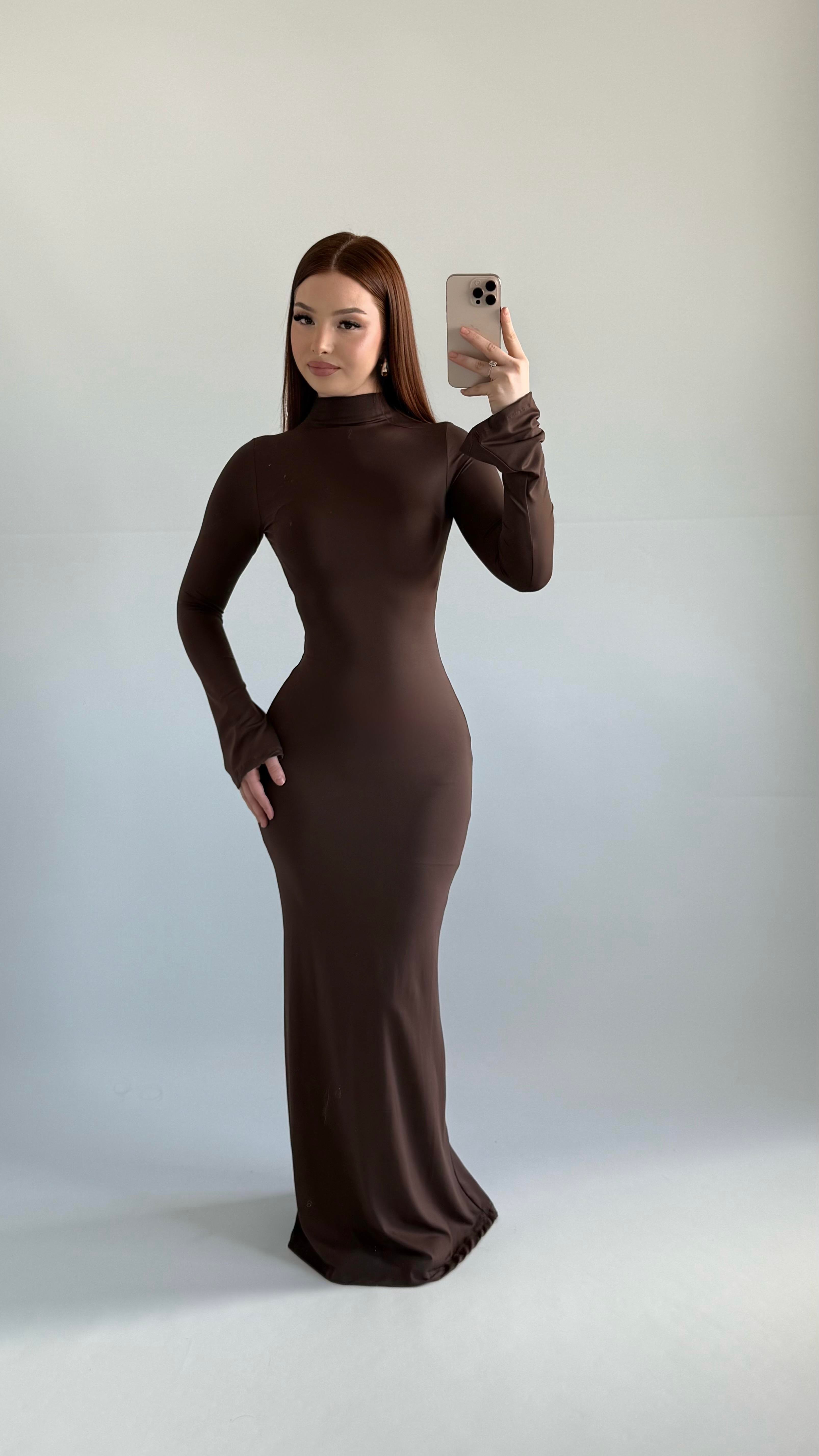 Maji Balıkçı Maxi Elbise Acı Kahverengi 