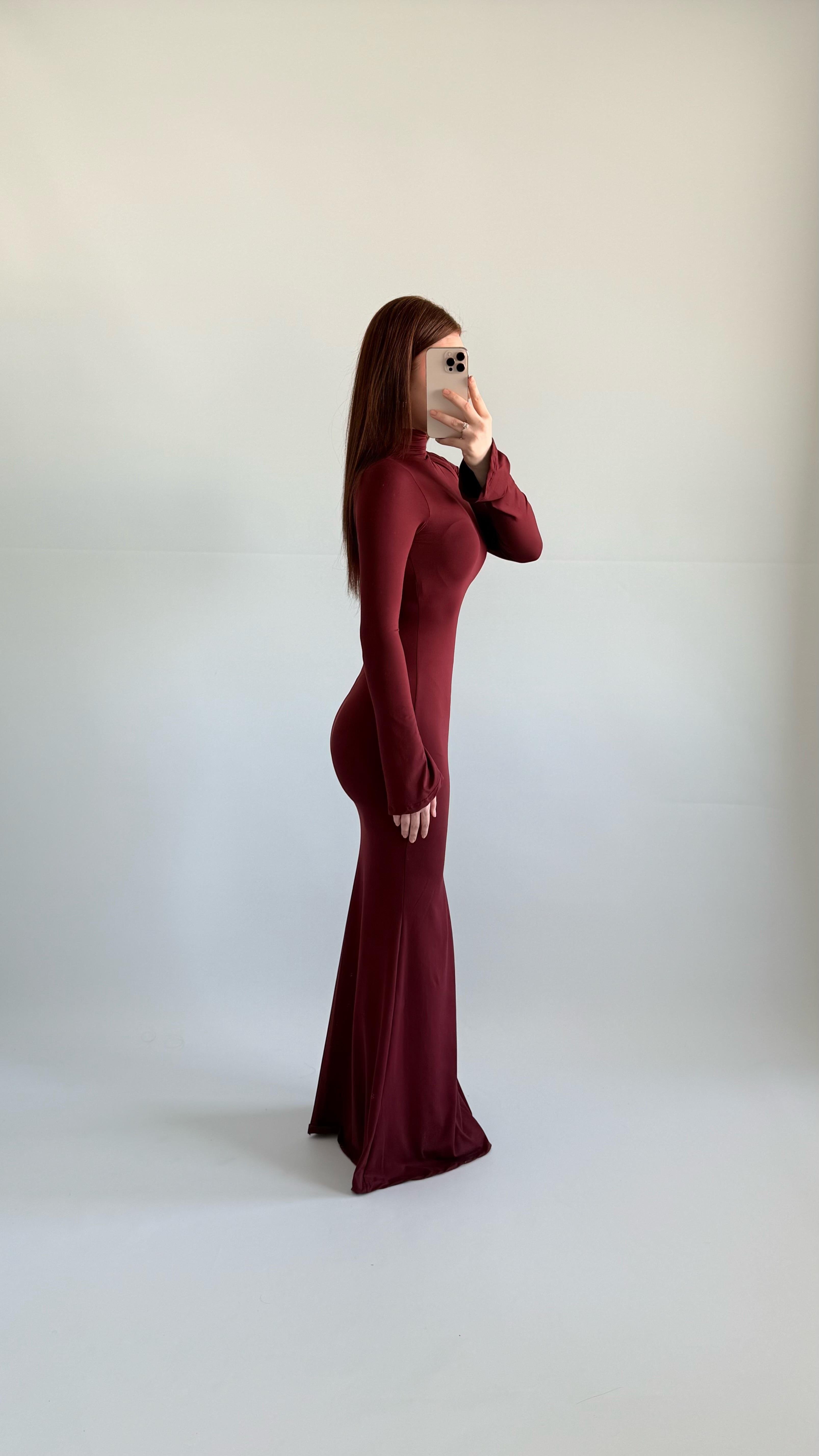 Maji Balıkçı Maxi Elbise Bordo