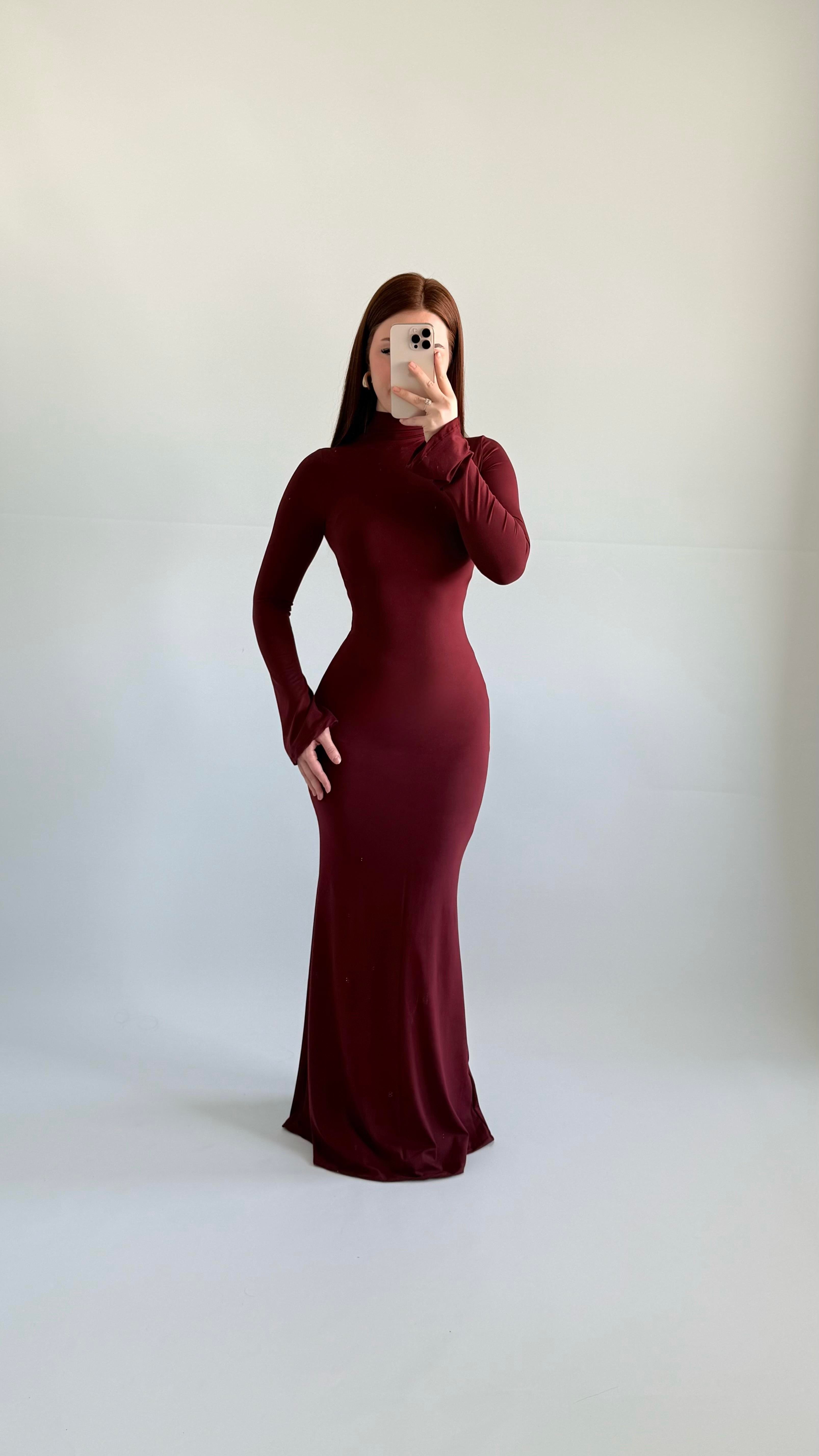 Maji Balıkçı Maxi Elbise Bordo