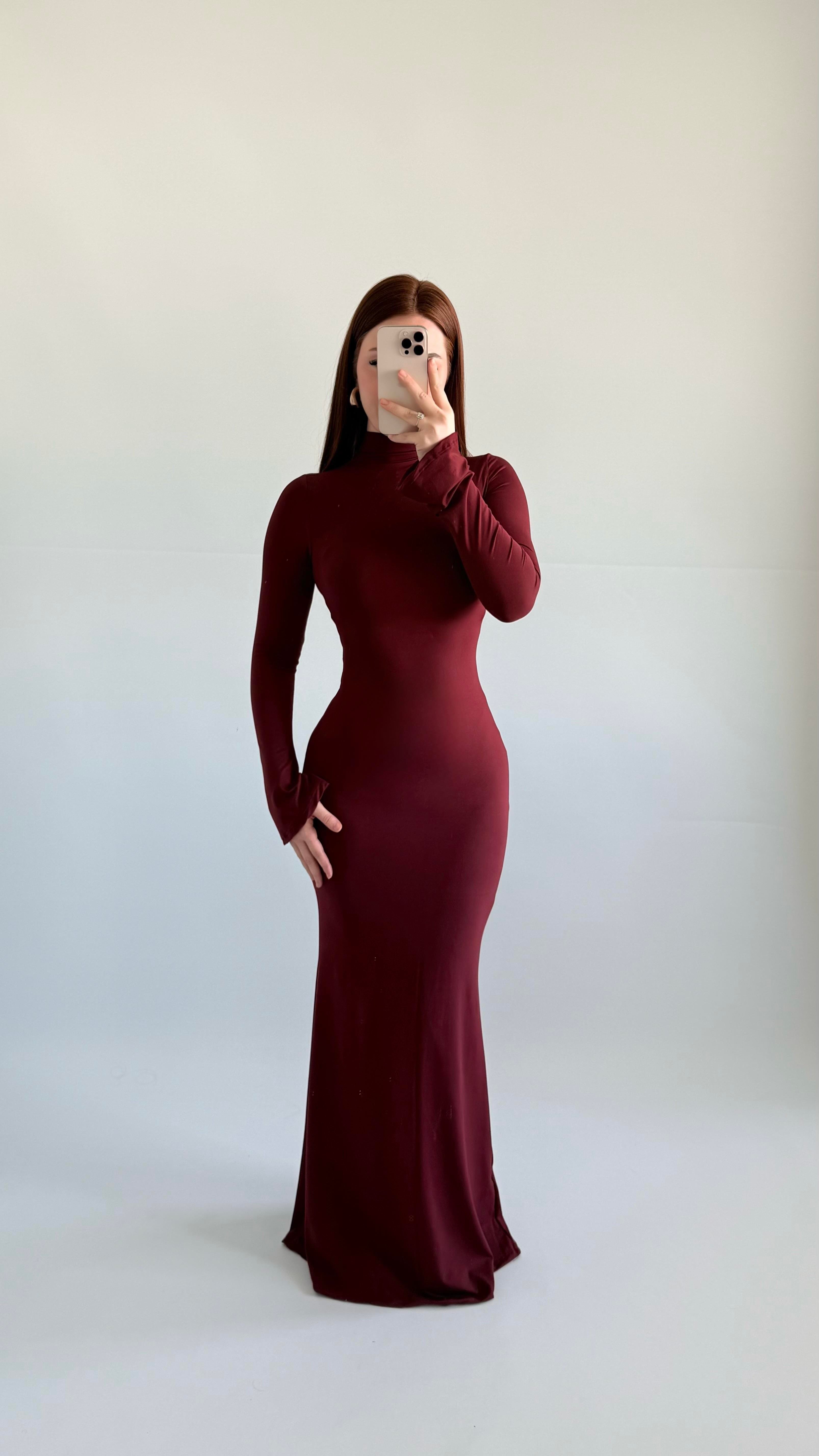Maji Balıkçı Maxi Elbise Bordo