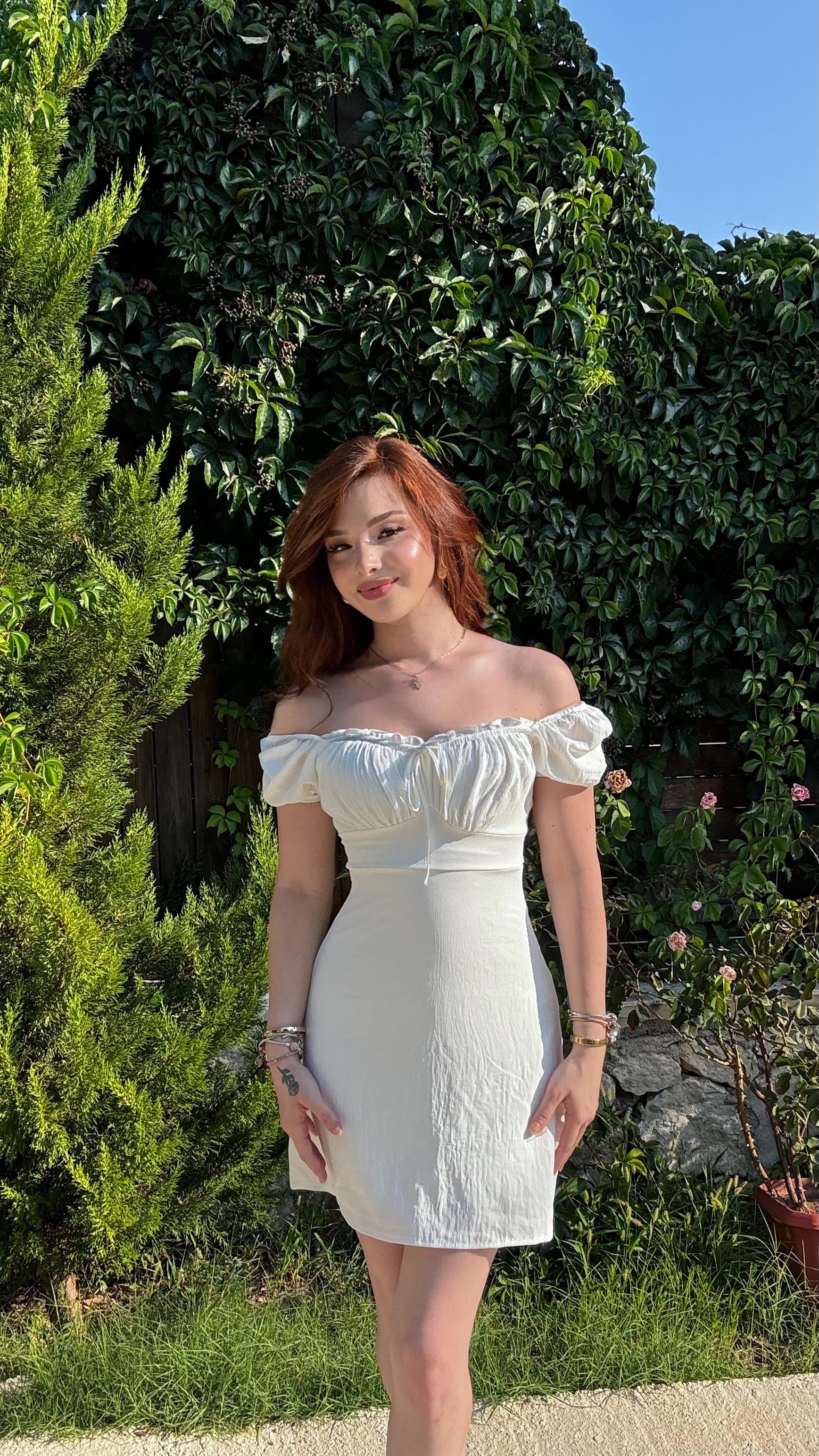 Maria Mini Elbise Beyaz